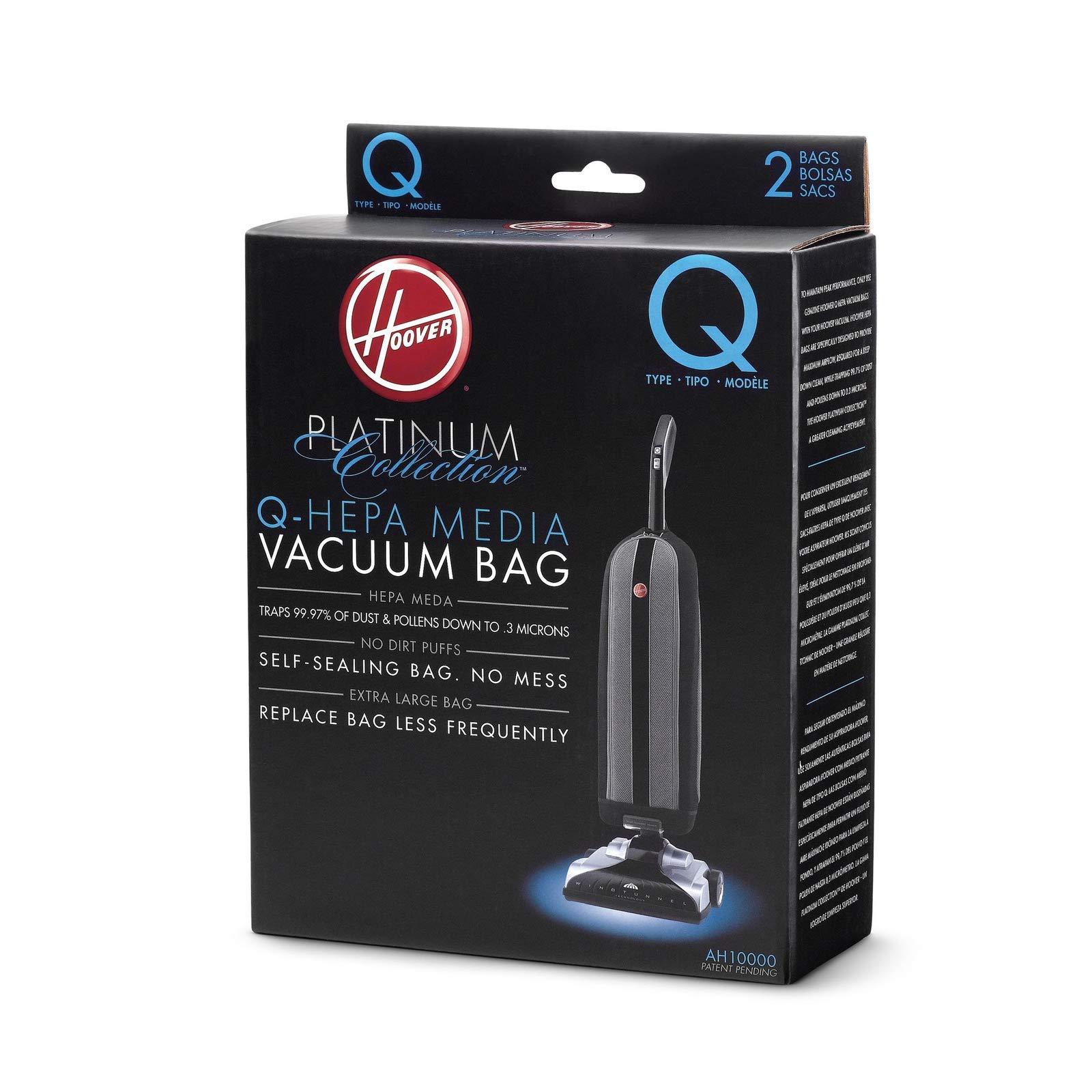 Hoover Hoover Platinum Type-Q HEPA Filter Vacuum Cleaner Bag, for Upright UH30010COM, Pack of 2, AH10000