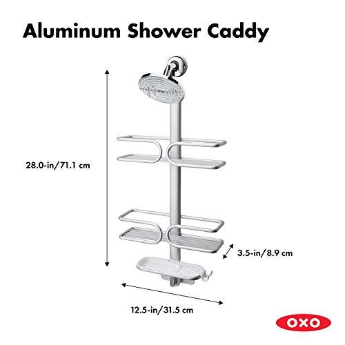 OXO OXO Good Grips 3 Tier Aluminum Shower Caddy and OXO Good Grips Stainless Steel Squeegee