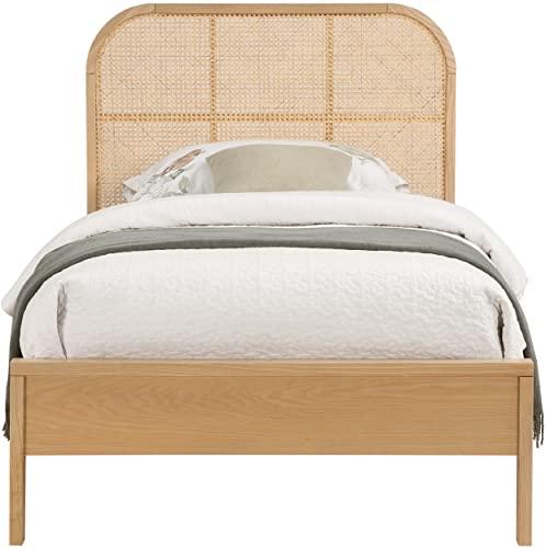 Meridian Furniture Meridian Furniture SienaNatural-T Siena Collection Mid-Century Modern Twin Bed with Solid Ash Wood, Rich Natural Finish on Ash Veneer, Natural Cane, 42\" W x 80.5\" D x 43\" H, Natural, Twin