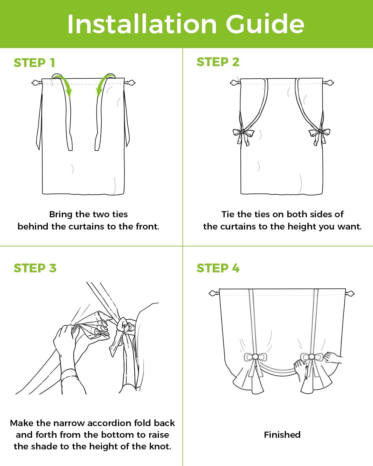 Yukro Yukro Tie Up Curtains Window Shades,Blue Tulip Flower Butterfly Eucalyptus Leaves White Background Rod Pocket Tie Up Window Shade,Adjustable Balloon Curtain Shade for Blinds Kitchen Bathroom,42"x45"