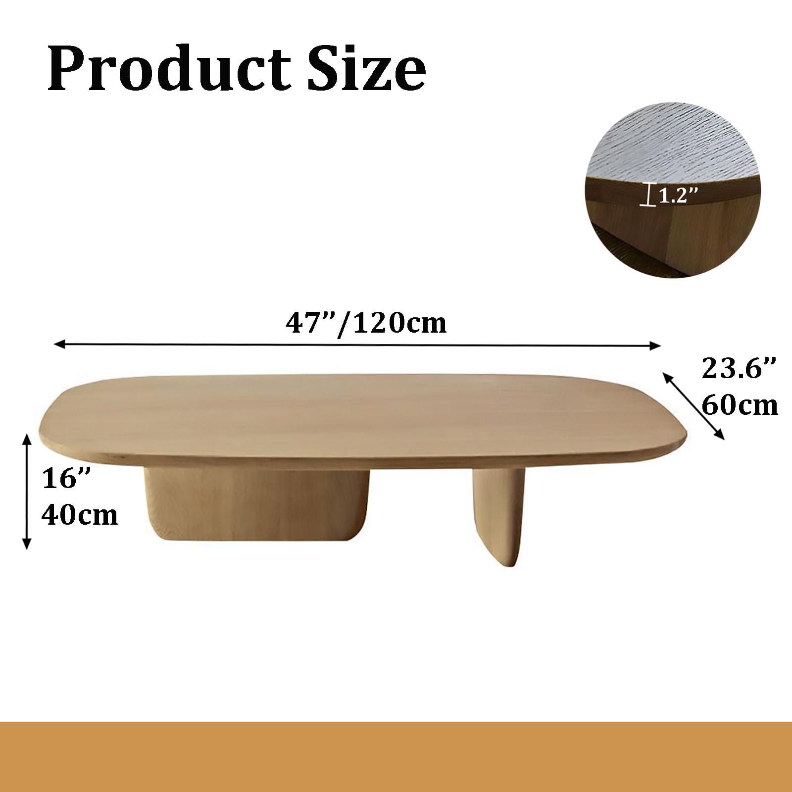 Topjia TopJia Modern Farmhouse Coffee Table for Living Room, Minimalist Solid Wood Coffee Table, Rectangular Center Wooden Table Low Table Japanese Tea Table for Balcony(47x24x16inch, Brown), 1795156