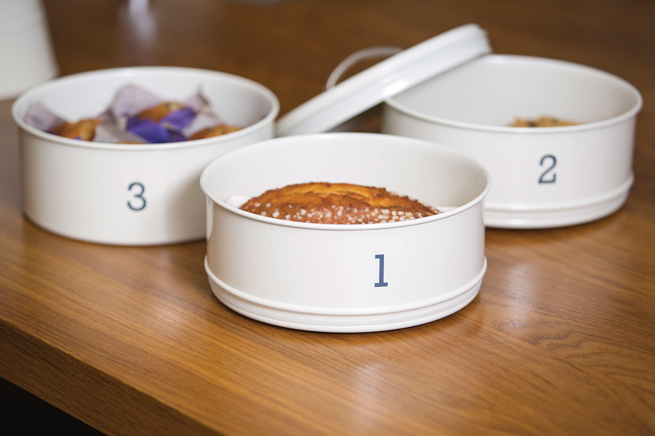 KitchenCraft Kitchen Craft Living Nostalgia 3-Tier Metal Cake Storage Tin, 22 x 27 cm (8.5 x 10.5 Inches) - Antique Cream