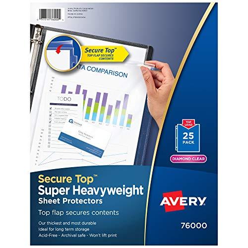 AVERY Avery Diamond Clear Secure Top Sheet Protectors, Super Heavyweight, 25 Page Protectors (76000)