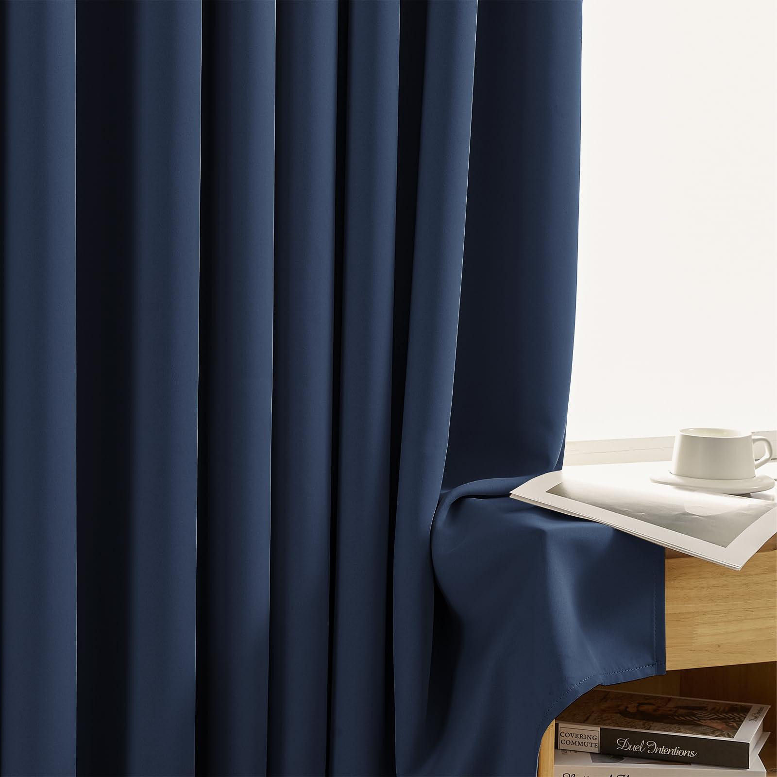 CUCRAF CUCRAF Navy Blue Blackout Curtains 108 inch Length 2 Panels Set, Room Darkening Drapes for Living Room Bedroom, Thermal Insulated Light Blocking Grommet Window Curtain (W52 x L108 Inch)