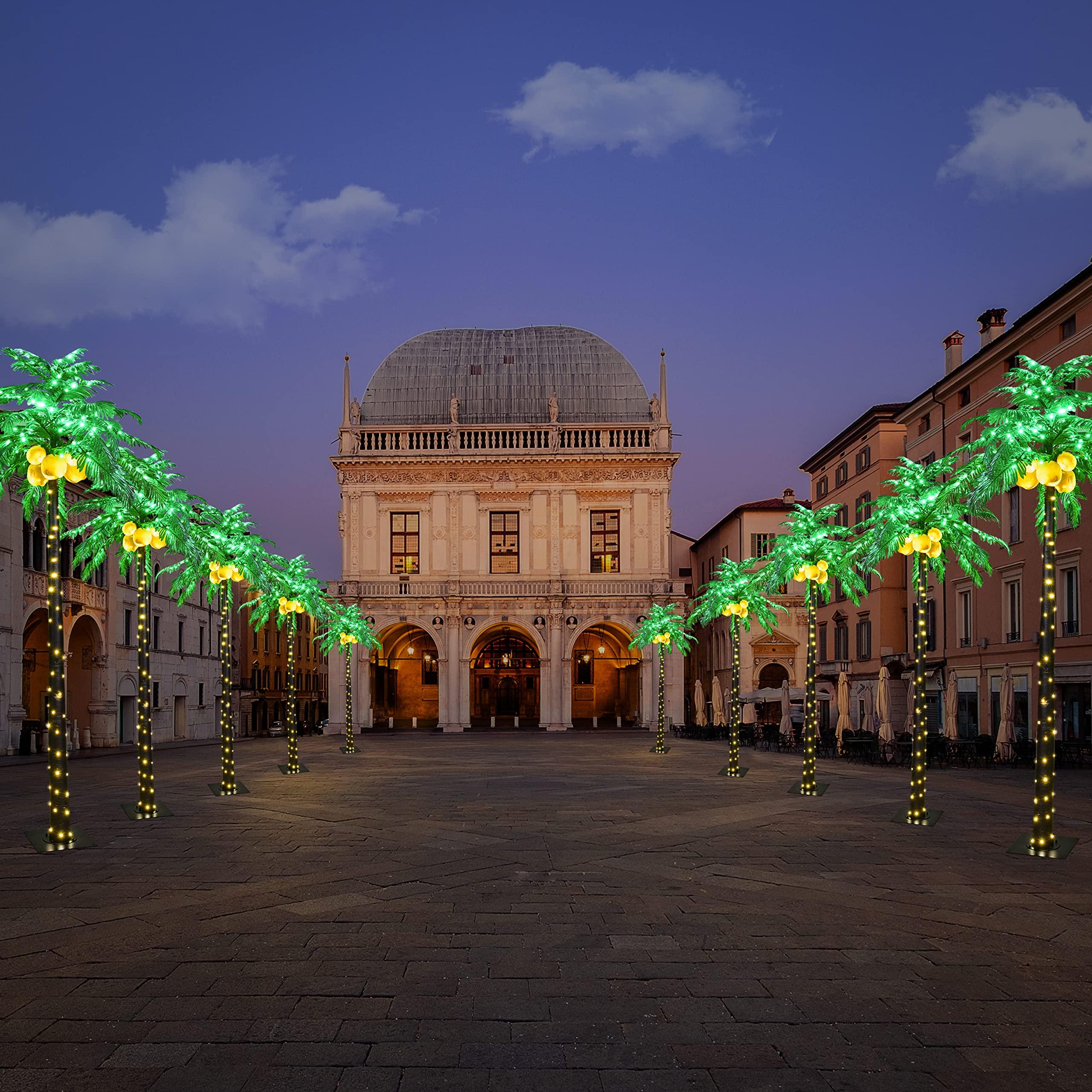 SPIRIT STAR CHRISTMAS CENTER Lighted Palm Tree with Coconuts 9FT 368 LED Artificial Palm Tree Lights for Decoration Outdoor and Indoors Summer Holiday Tiki Bar Christmas Patio Pool