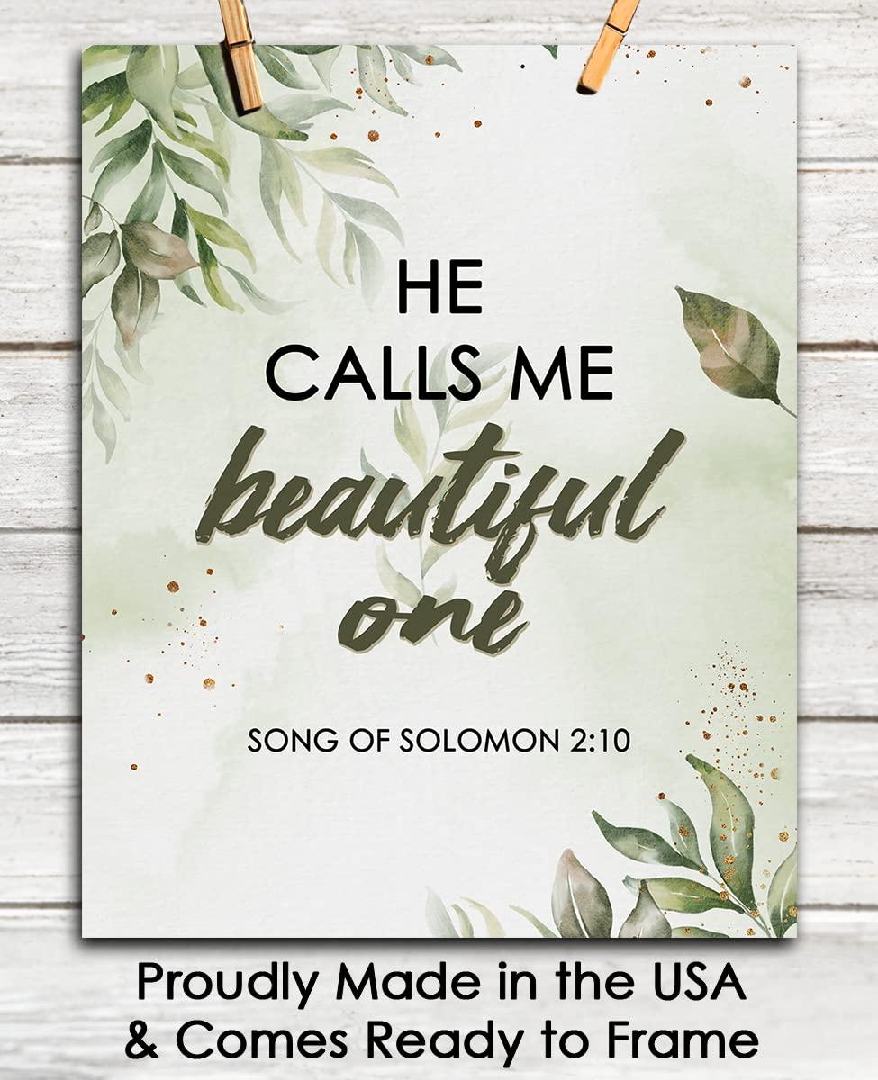 Buzz Unplugged He Calls Me Beautiful One. Song of Solomon 2:10 - Inspirational Bible Verses, Christian Scripture Positive Quotes, Religious Bible Verse Wall Art Decor For Home & Office | Unframed Posters 11x14\"