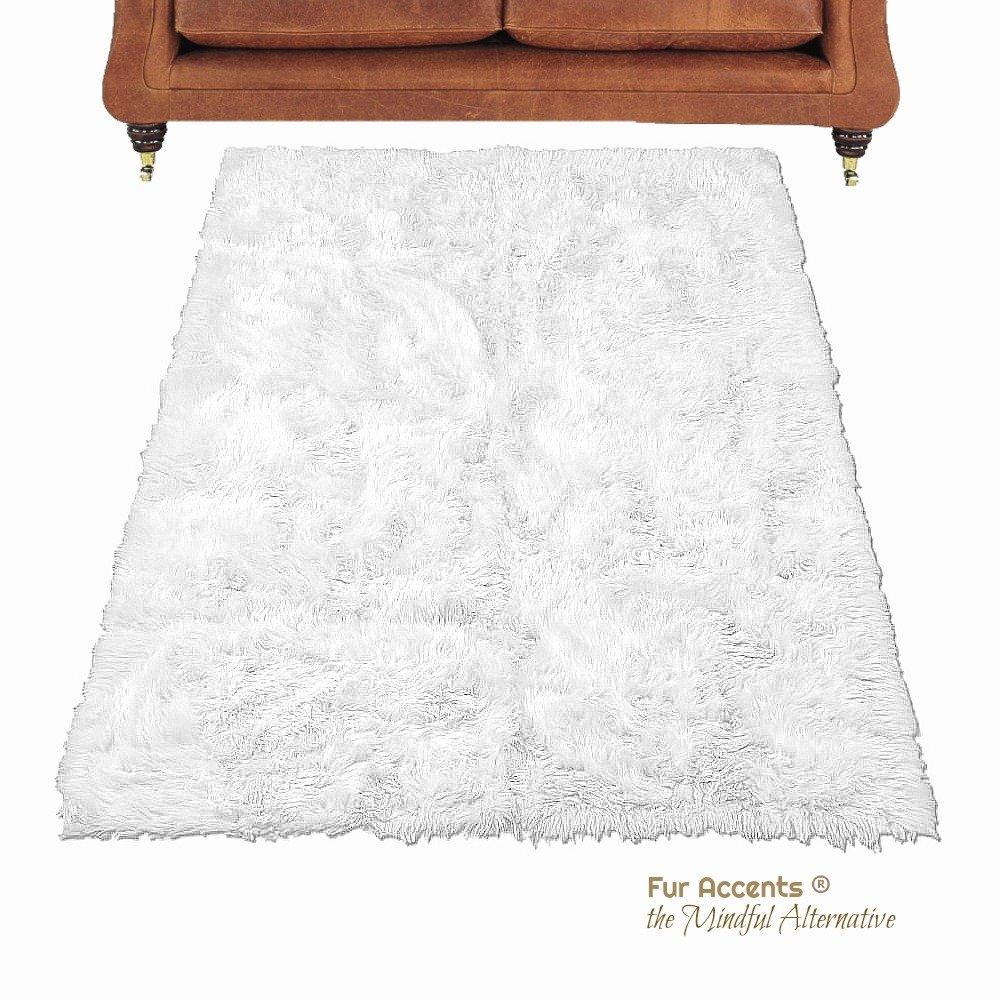 Fur Accents Large White Faux Sheepskin Area Rug - Rectangle - Shag - Luxury Faux Fur - Ultra Suede Backing - Fur Accents Original Design (8'x10')