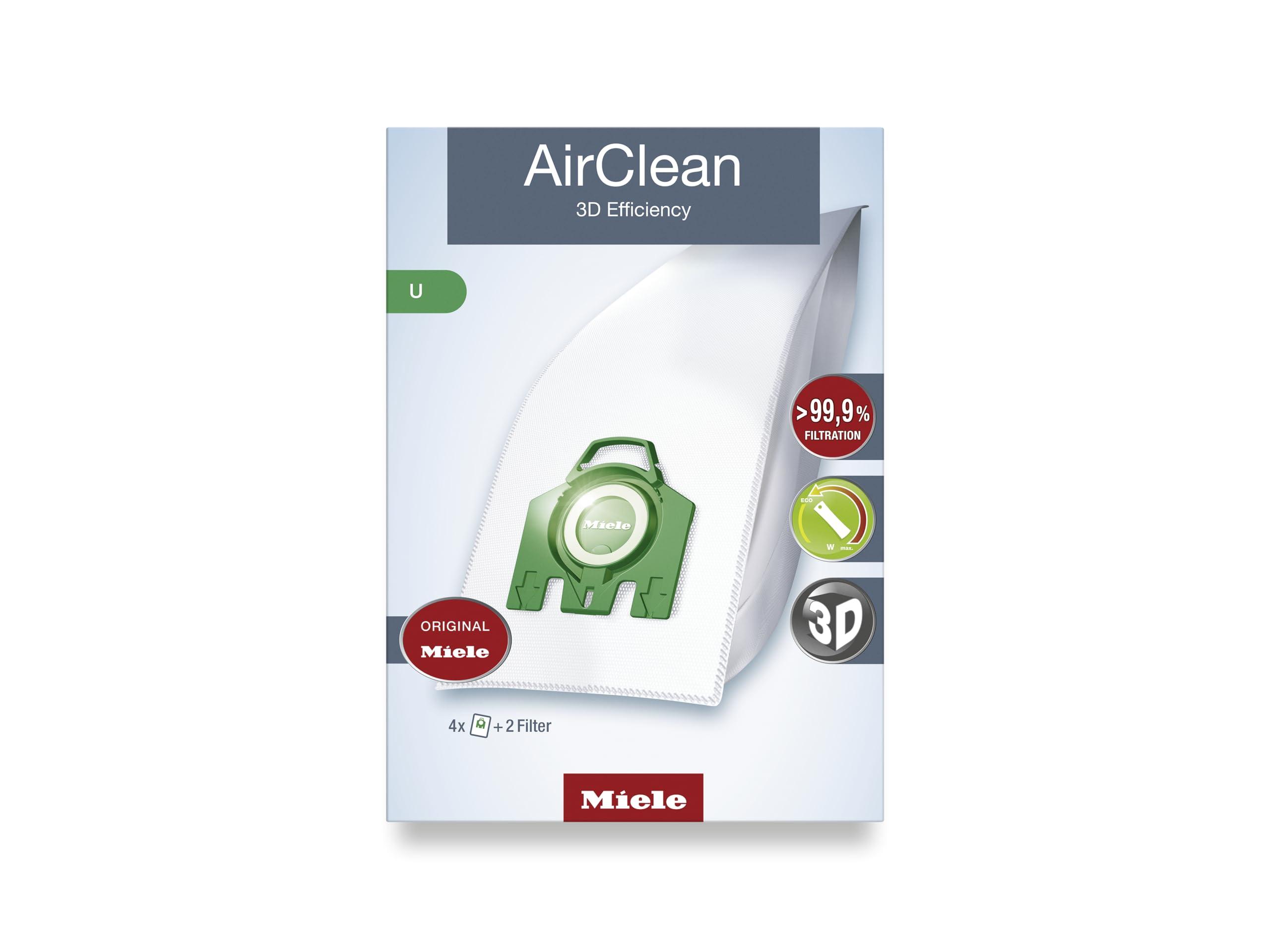 Miele Miele AirClean 3D Efficiency Dust Bag, Type U, 4 Bags & 2 Filters