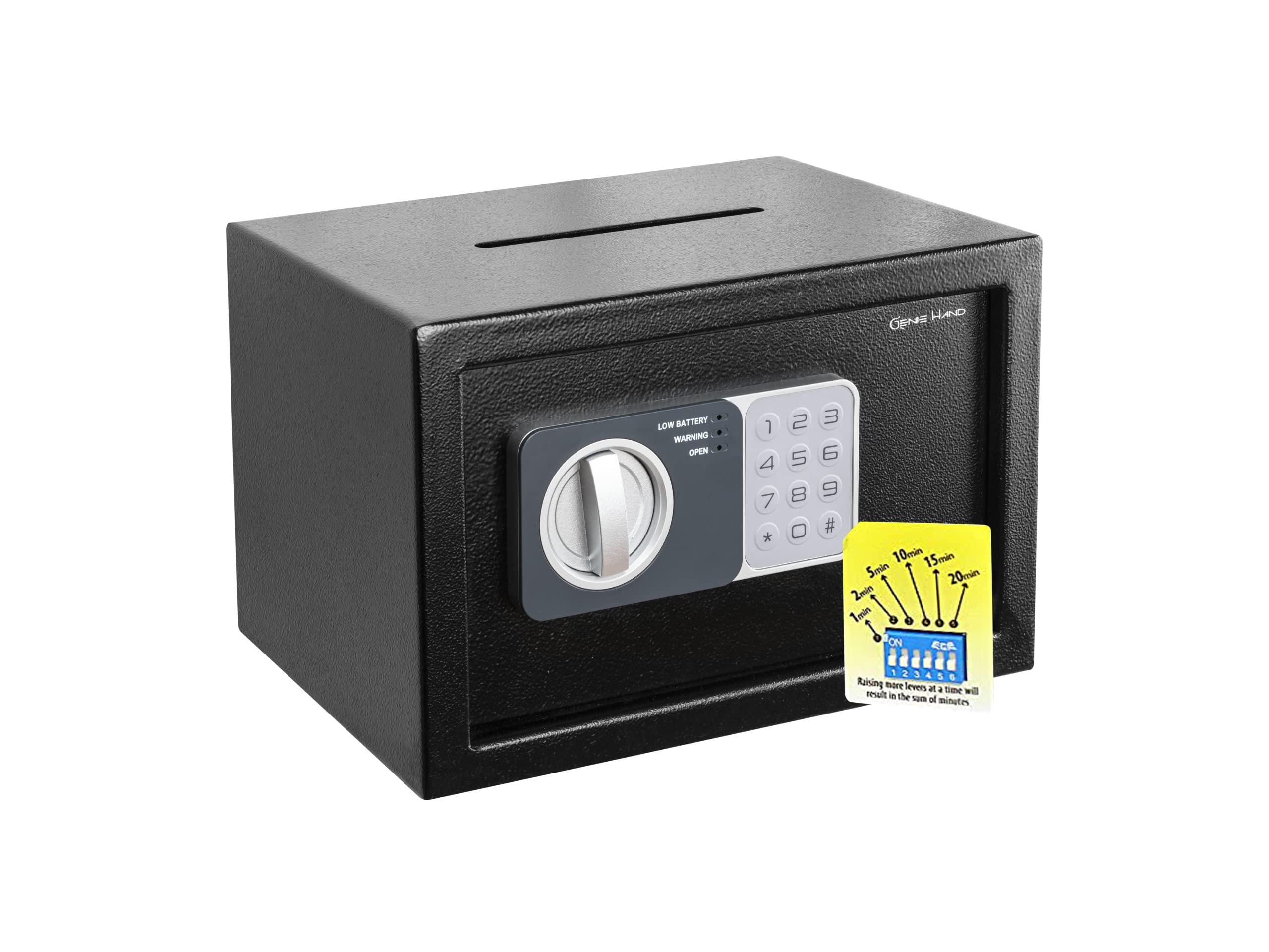 Genie Hand Genie Hand Time Delay Safe, Anti Robbery Safe Box, Timed Controlled Opening B-Class Lock Anti Bounce Technology (Medium Depository)