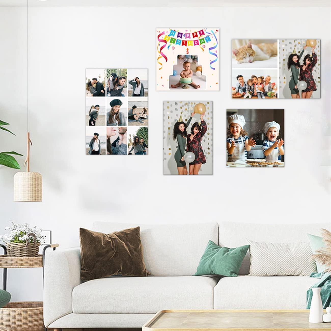 QIXIANG Personalized Canvas Art Custom Portrait Painting Print Your Family Holiday Photo on Canvas 3 Images Collage Picture Framed Digital Printed (24"x36"(60x90cm) Frame, Collage Photo-3)