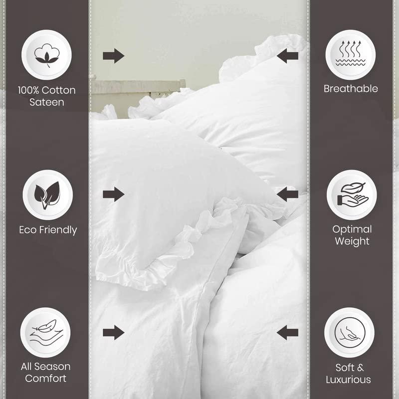 HIGH LANE BEDDING Duvet Cover Twin XL Size, 600 Thread Count 100% Egyptian Cotton 3 PC Ruffled Duvet Cover Taupe Bedding Set, Aesthetic Duvet Set with Corner Ties, Soft & Cooling(1 Duvet Cover & 2 Pillow Shams)