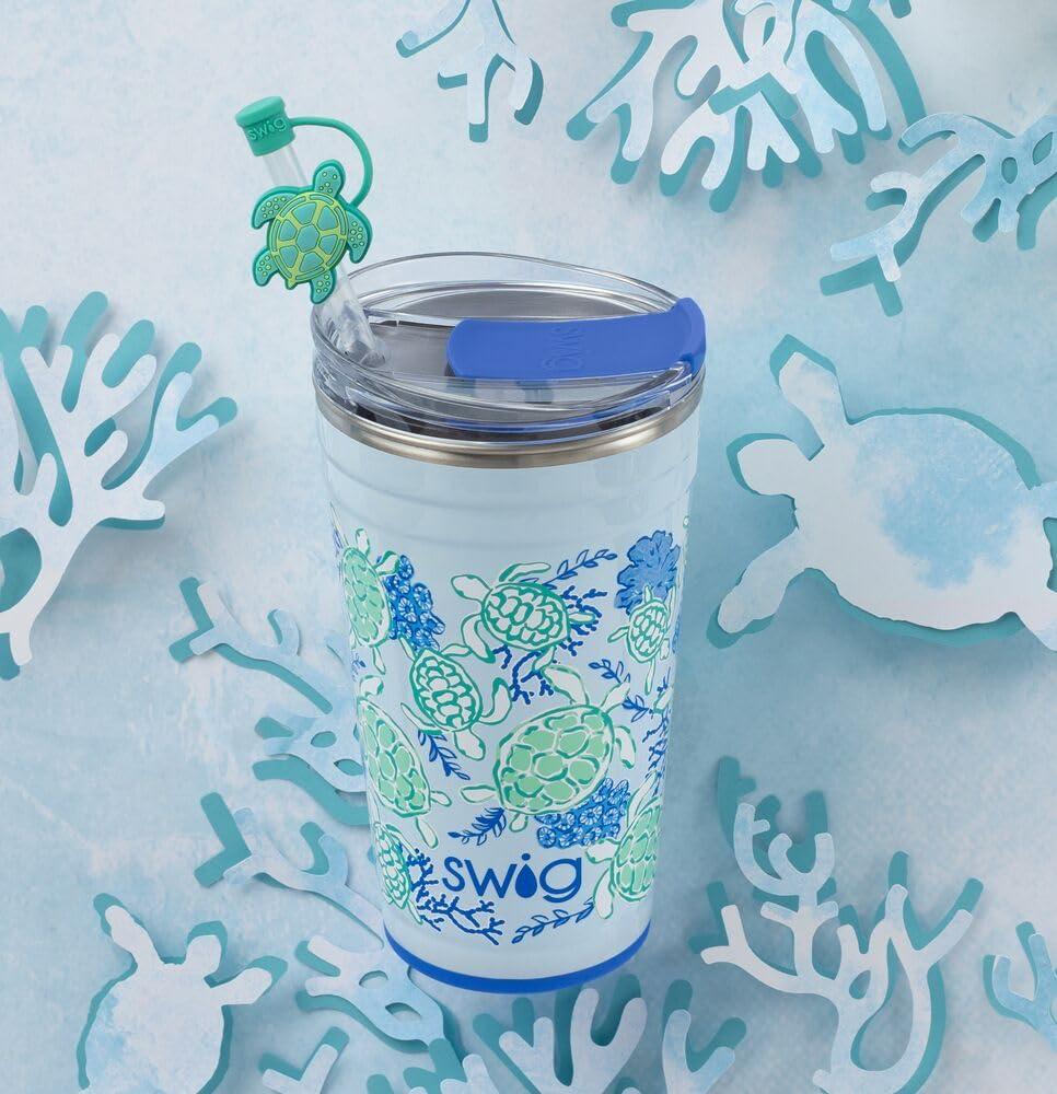 Swig Life Swig Life 24oz Party Cup, Stackable Insulated Travel Coffee Tumbler with EZ Slider Lid, Cup Holder Friendly Travel Thermos, Stainless Steel 24 oz Tumbler, Reusable Coffee Mug (Shell Yeah)