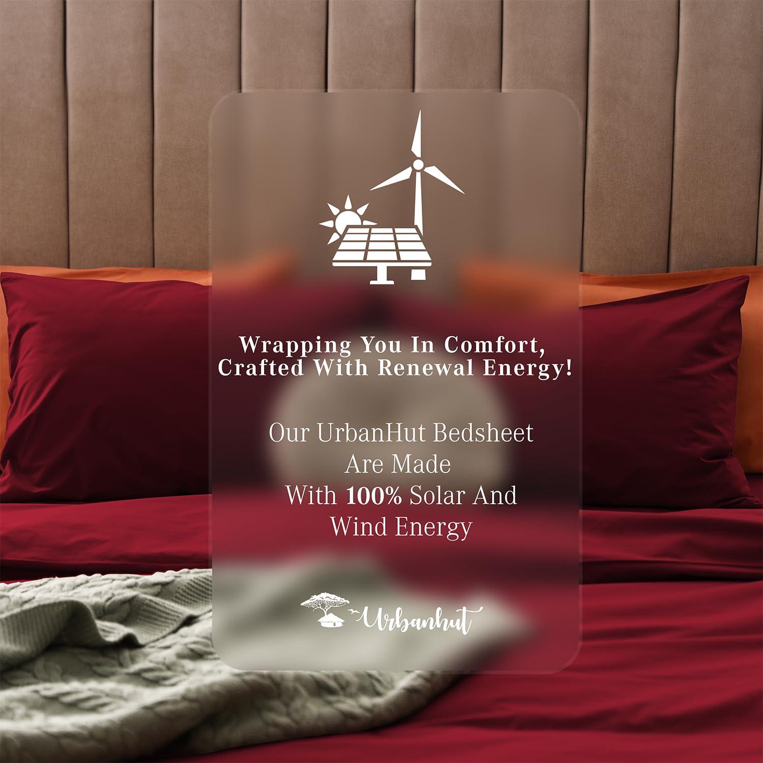 URBANHUT URBANHUT 700 Thread Count Egyptian Cotton King Sheets, 4Pc Sheet Set Soft Luxury Bed Sheets for King Size Bed, Sateen Weave Hotel Sheets, 16\'\' Elasticized Deep Pocket - Burgundy