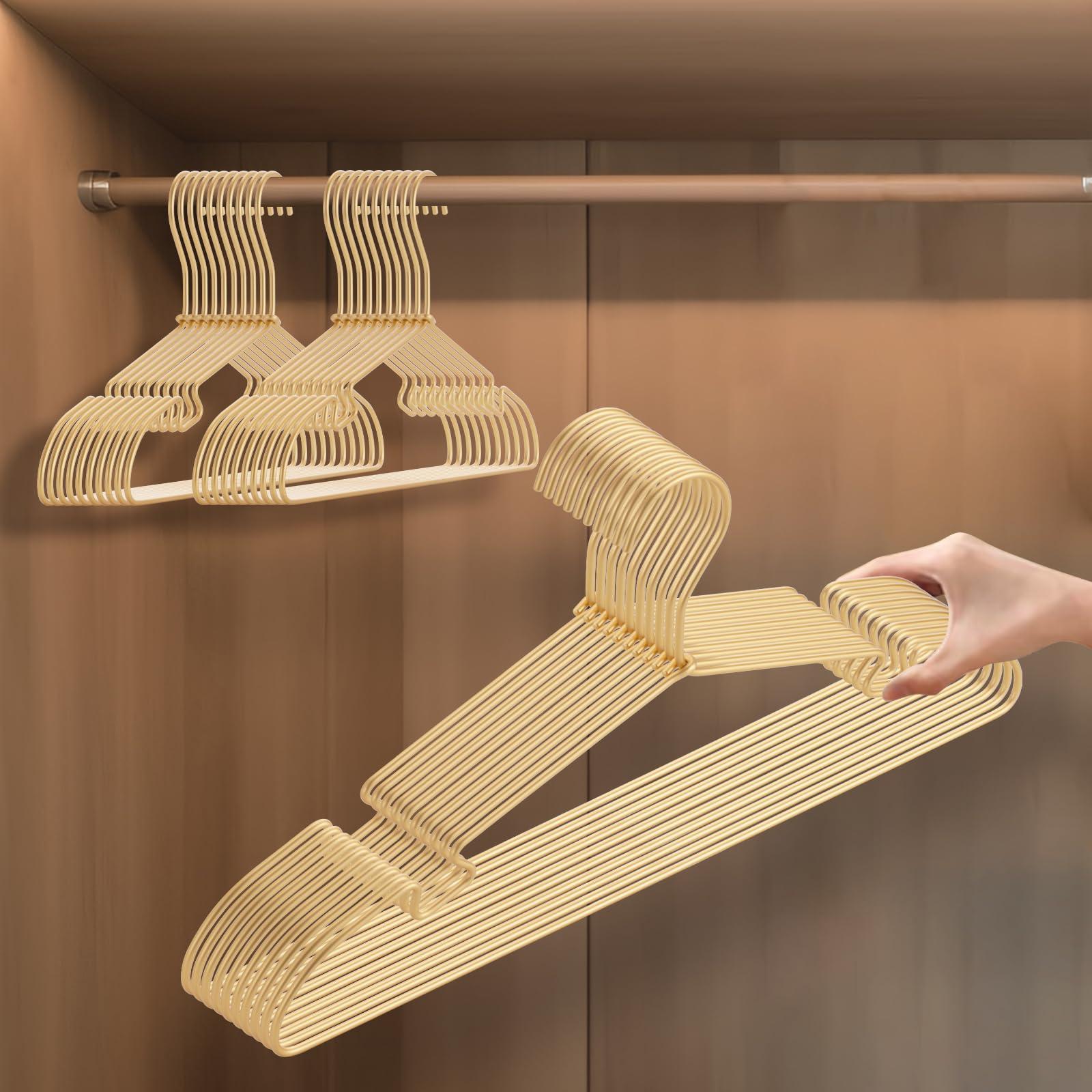 VWV Gold Aluminum Clothes Hangers, 30 Pack 16.5 Inch Metal Shirt Hangers, Lightweight and Sturdy Heavy Duty Hangers for Suit Jackets and Dress Wedding Dresses Etc