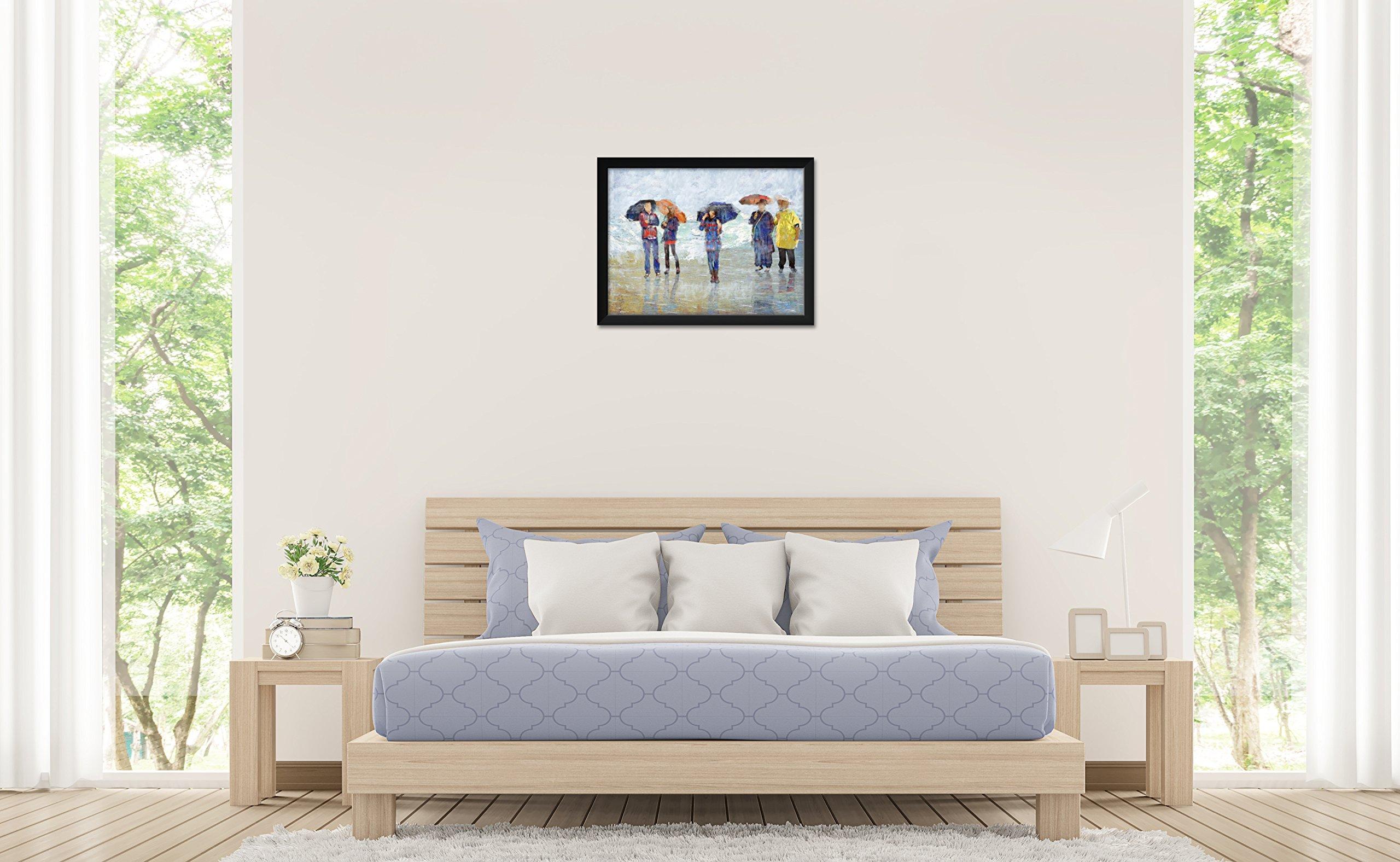 Northwest Art Mall Oregon Beach Day Painting Professionally Framed Art Print from Artwork by Artist Lisa Sofia Robinson Framed Art Size: 20\" x 26\"