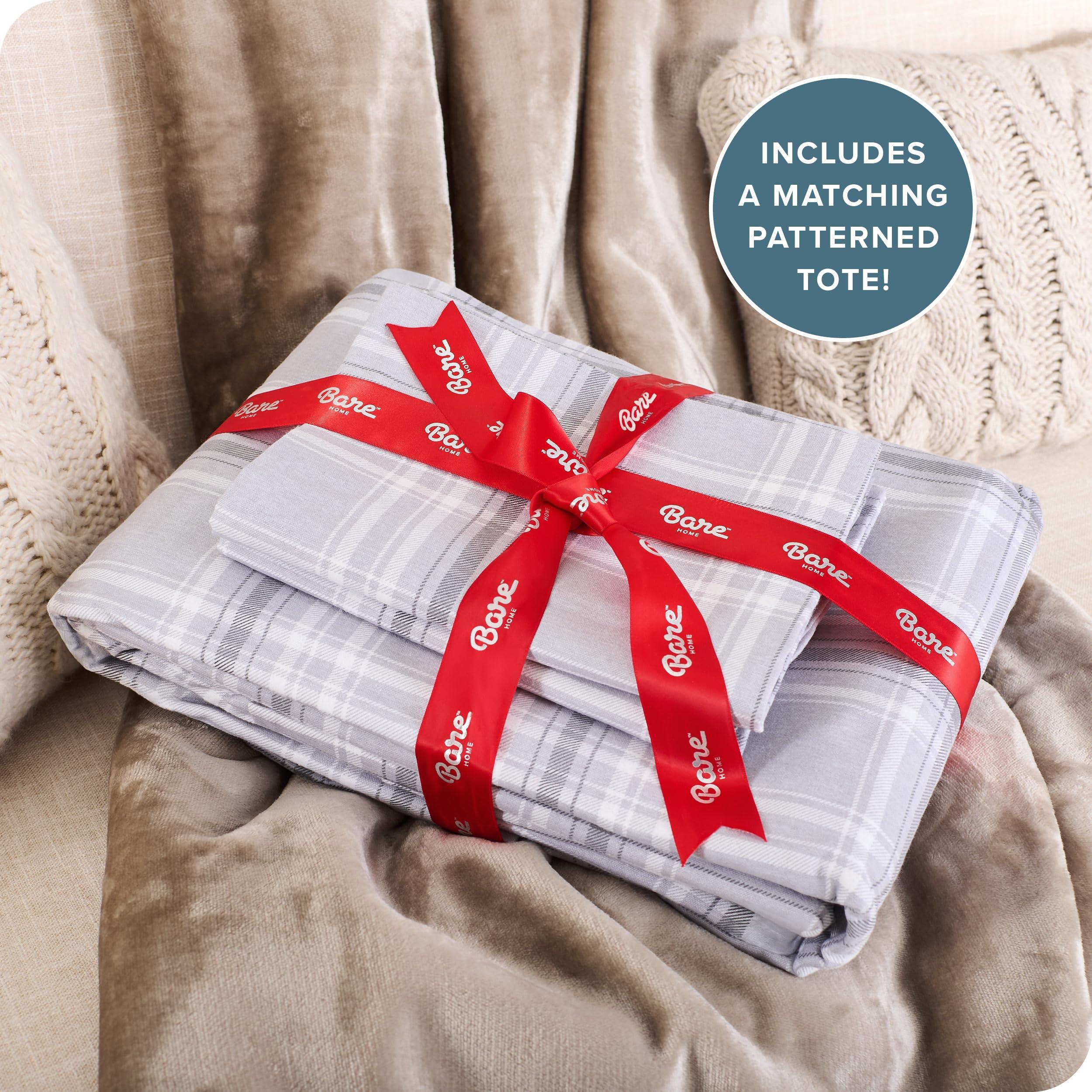 Bare Home Bare Home Flannel Sheet Set Prints, 100% Cotton, Velvety Soft Heavyweight - Double Brushed for Softness & Comfort - Deep Pocket - Bed Sheets (Twin, Oliver Plaid - Grey)
