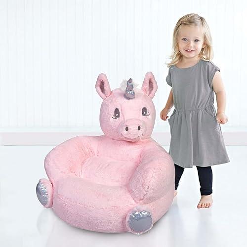 Trend Lab Trend Lab Pink Unicorn Toddler Chair - Plush Pillow Kids Chair, Comfy Animal Chair for Toddlers 1-3 Years Old, 21x19x19 Inches - Baby Chair, Soft Toddler Lounge Chair, Kids Bean Bag Chair Alternative