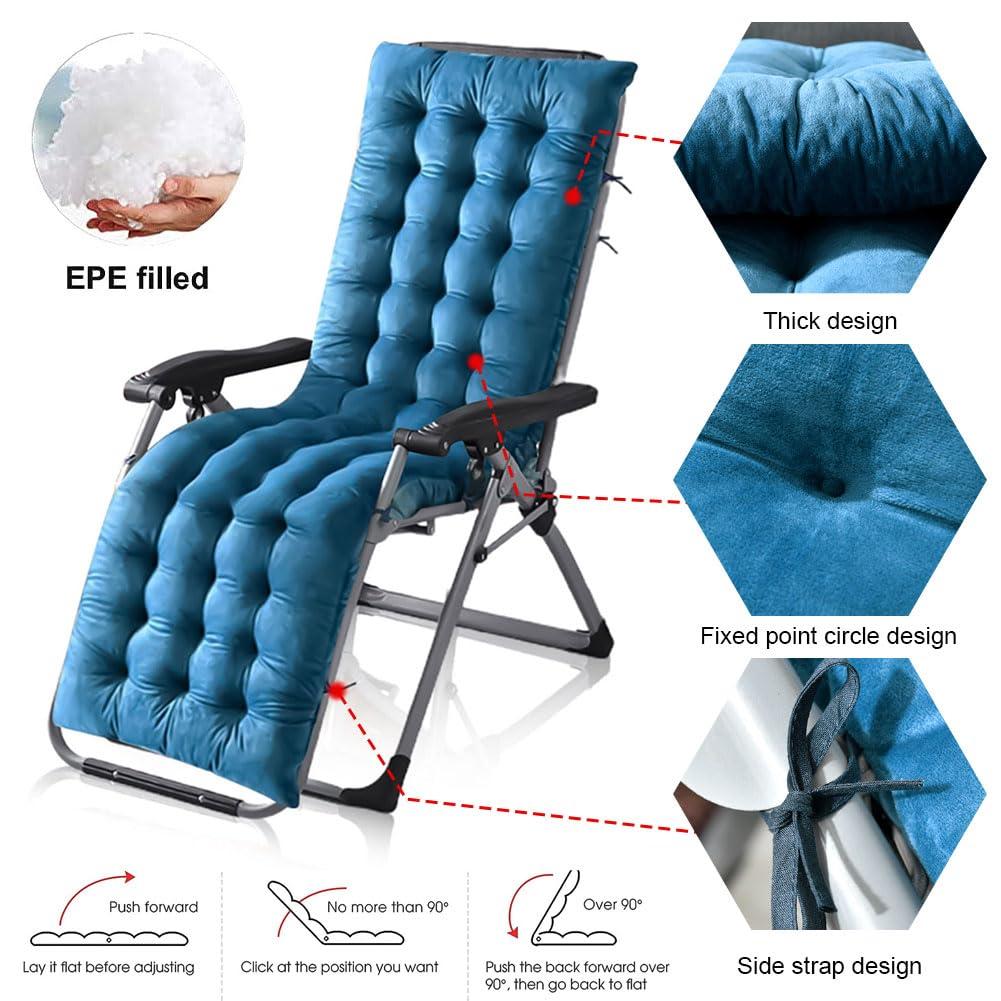 JNTKE JNTKE Rocking Lounge Chair Cushion Patio Chair Cushion, 51 Inch Thicker Padded Chaise Lounger Swing Bench Cushion for Outdoor Indoor Home Office Dark Green