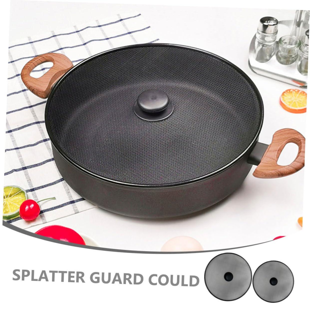 BRIGHTFUFU BRIGHTFUFU Oil Splatter Guard for Frying Pan 2 pcs Stainless Steel Pan Splatter Screen Mesh Splatter Guards for Cooking Easy to Use