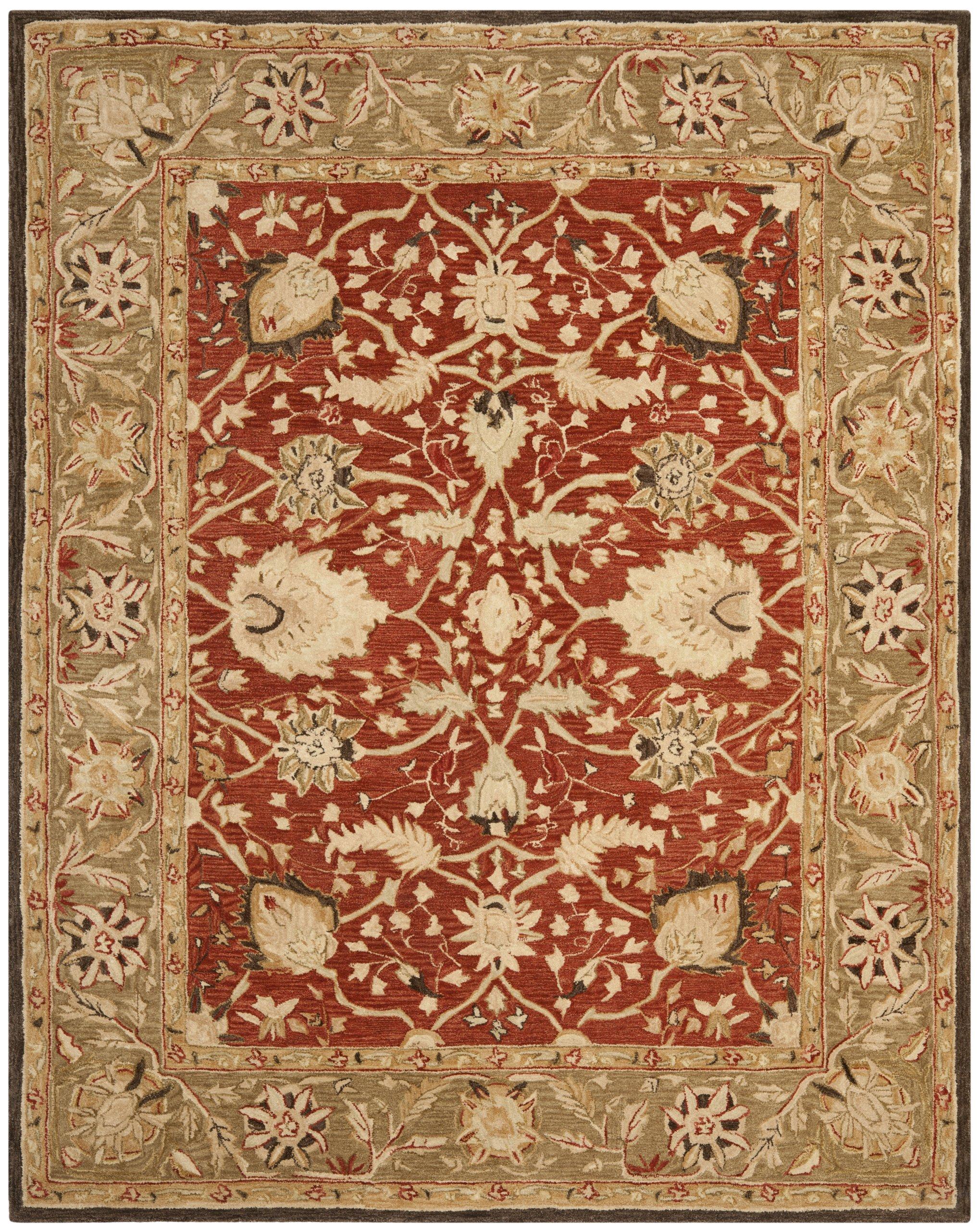 Safavieh SAFAVIEH Anatolia Collection Area Rug - 9' x 12', Rust & Green, Handmade Traditional Oriental Wool, Ideal for High Traffic Areas in Living Room, Bedroom (AN512G)
