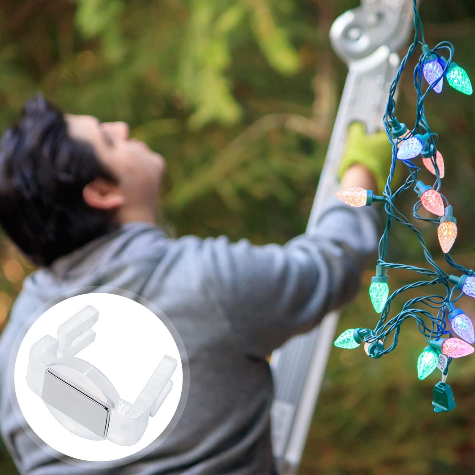 Hicarer Hicarer Magnet Clip Christmas Light Clips for C9 Holiday Lighting Sockets Outdoor Hang Hooks for Xmas Gutter Shingle Lights, White (100)