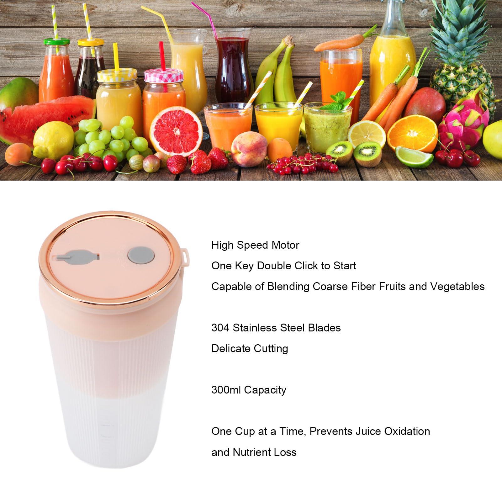 Haofy USB Rechargeable Mini Blender, 4 Blade Design Portable Juicer Cup with 300ml Capacity, Easy To Use for Home, Office, School, or Travel, Made from Food Grade Material ()