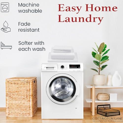 Cottington Lane Extra Long Twin XL Sheets Dorm-Twin XL Sheets-Cotton Bed Sheets Twin XL Size-College Dorm Room Bed Sheets Twin XL-16 Inch Deep Pocket Twin XL Fitted Sheet with Elastic All Around(White)