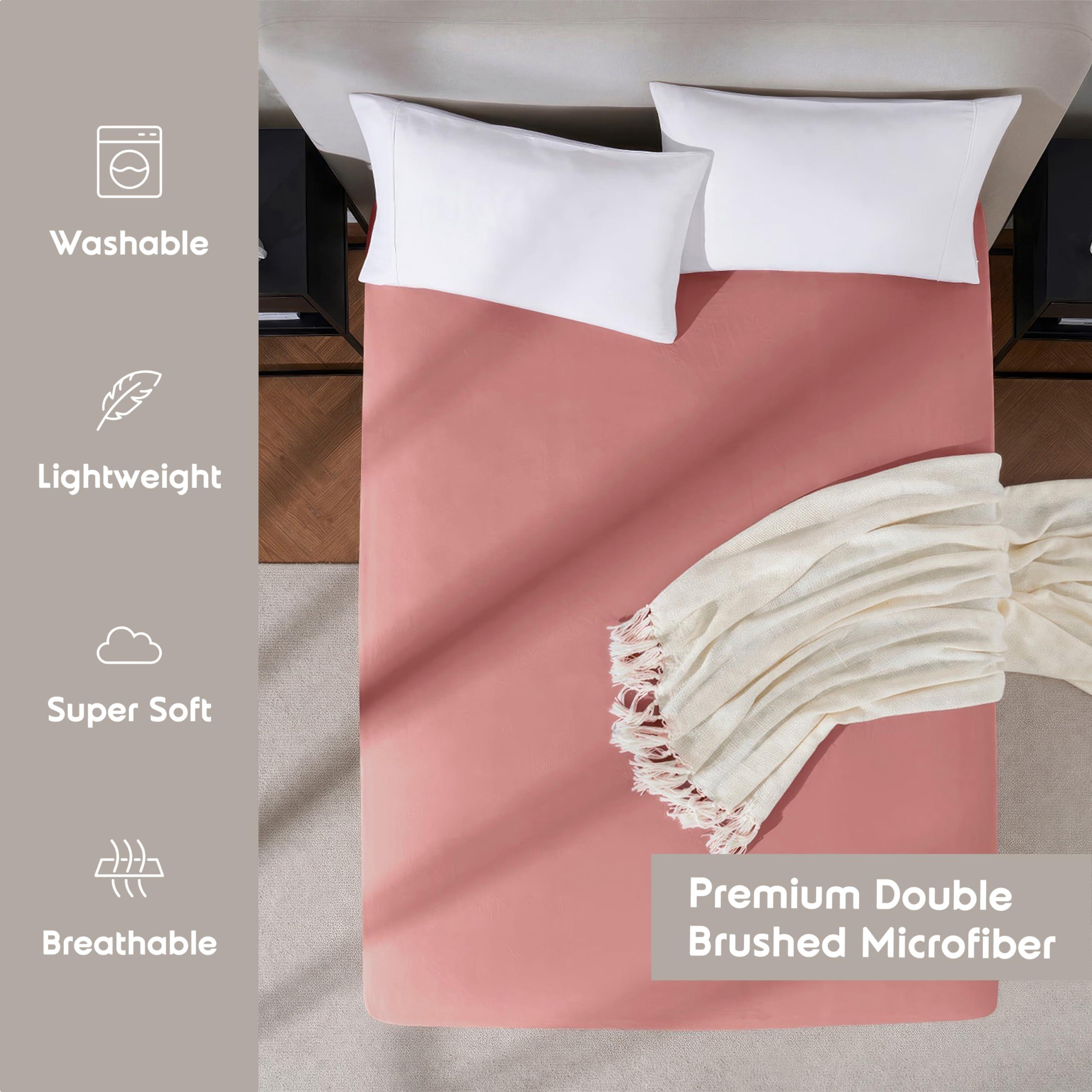 Nestl Nestl Pink Clay California King Fitted Sheet, Extra Deep Pocket Cal King Fitted Sheet Only, 1800 Microfiber Fitted Bed Sheet, Ultra Soft Fitted Sheet California King Fits up to 24 Inch Mattress