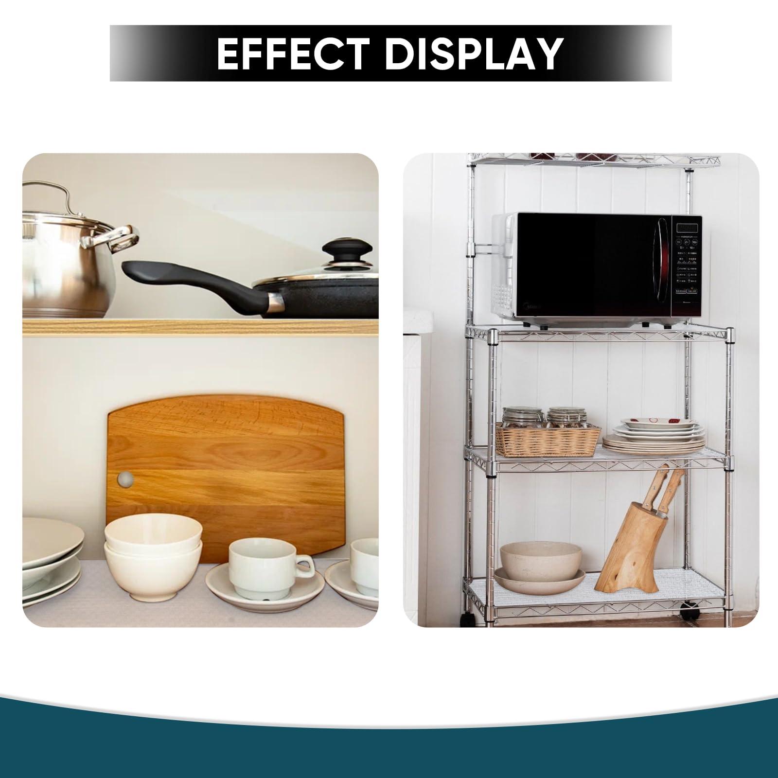 KIAIEIU Shelf Liners for Kitchen Cabinets Non-Adhesive & Washable,Non Slip Cabinet Liners for Shelves Waterproof & Oil Proof,Clear Plastic Drawer Liner,Easy to Cut & Food-Grade EVA 17.5\'\' x 10\' CT-1710