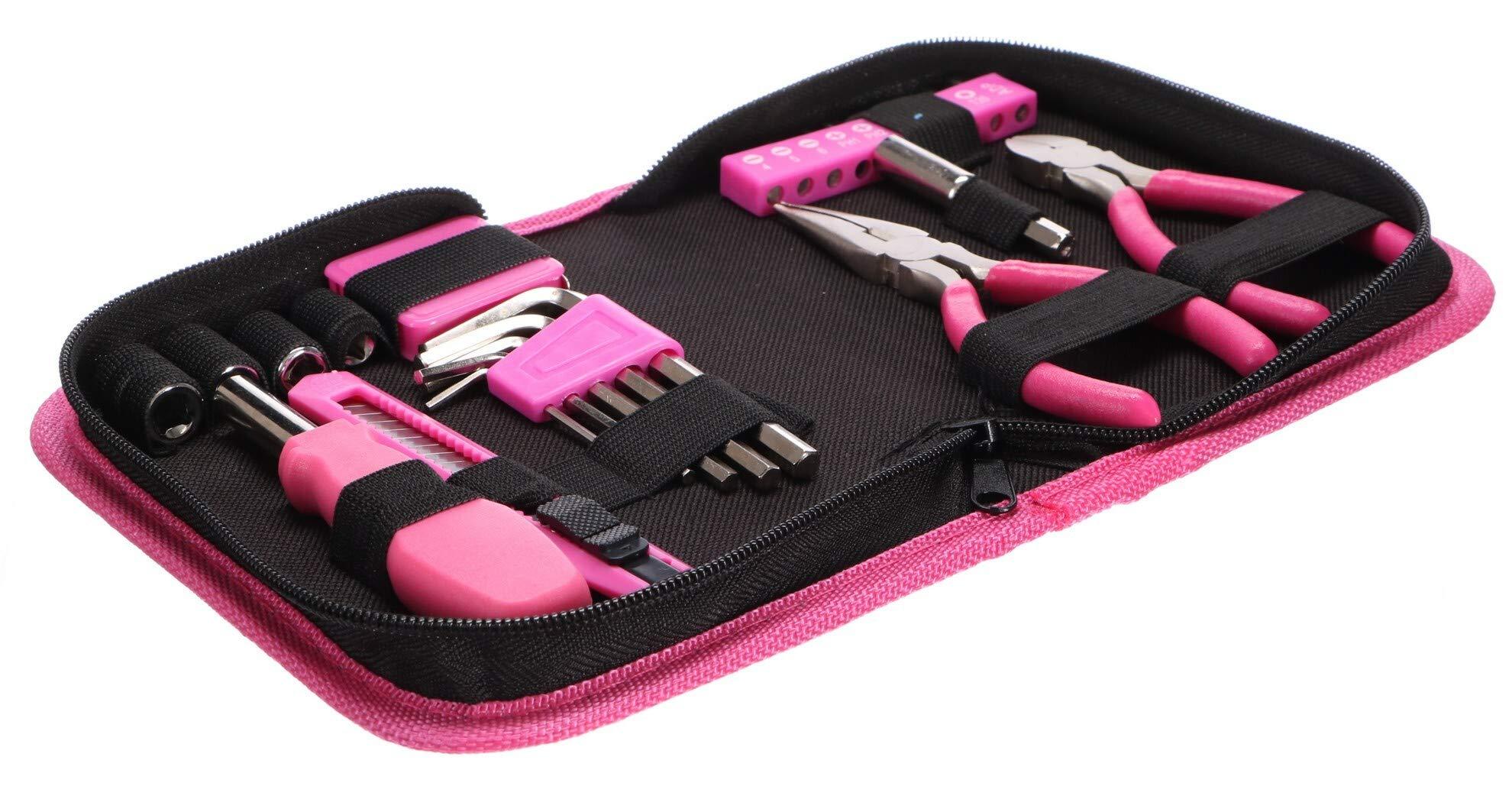SIXTOL SIXTOL Home Pink 26 Tool Set in a Bag | For Home Use | Practical Tool Bag | High Quality | Ideal for Household or Garage | Pink, Black