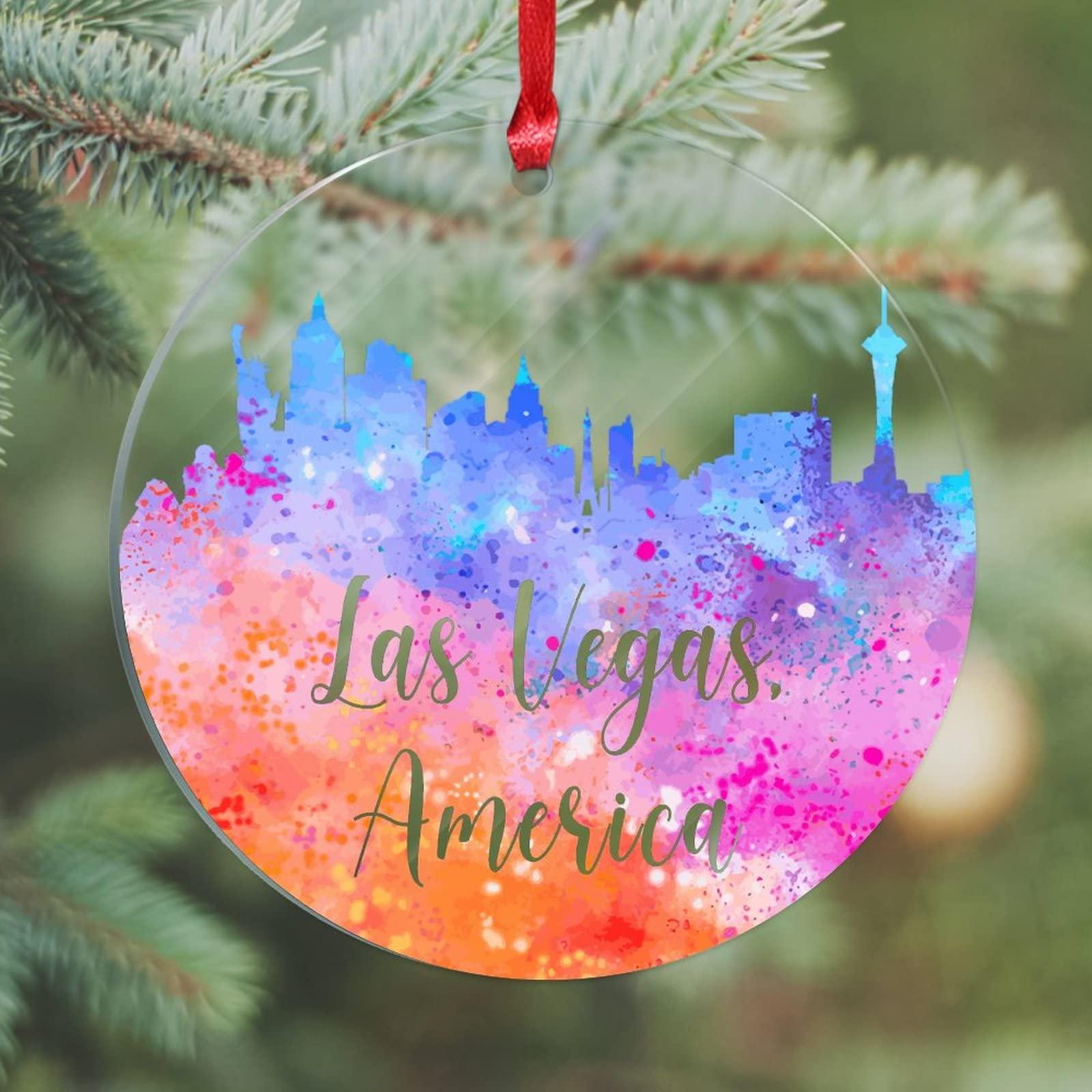 Generic America Las Vegas Acrylic Ornaments City Home Ornament Keepsake Flat Ornament Xmas Tree Christmas Tree Ornament Housewarming Gifts 3 inches