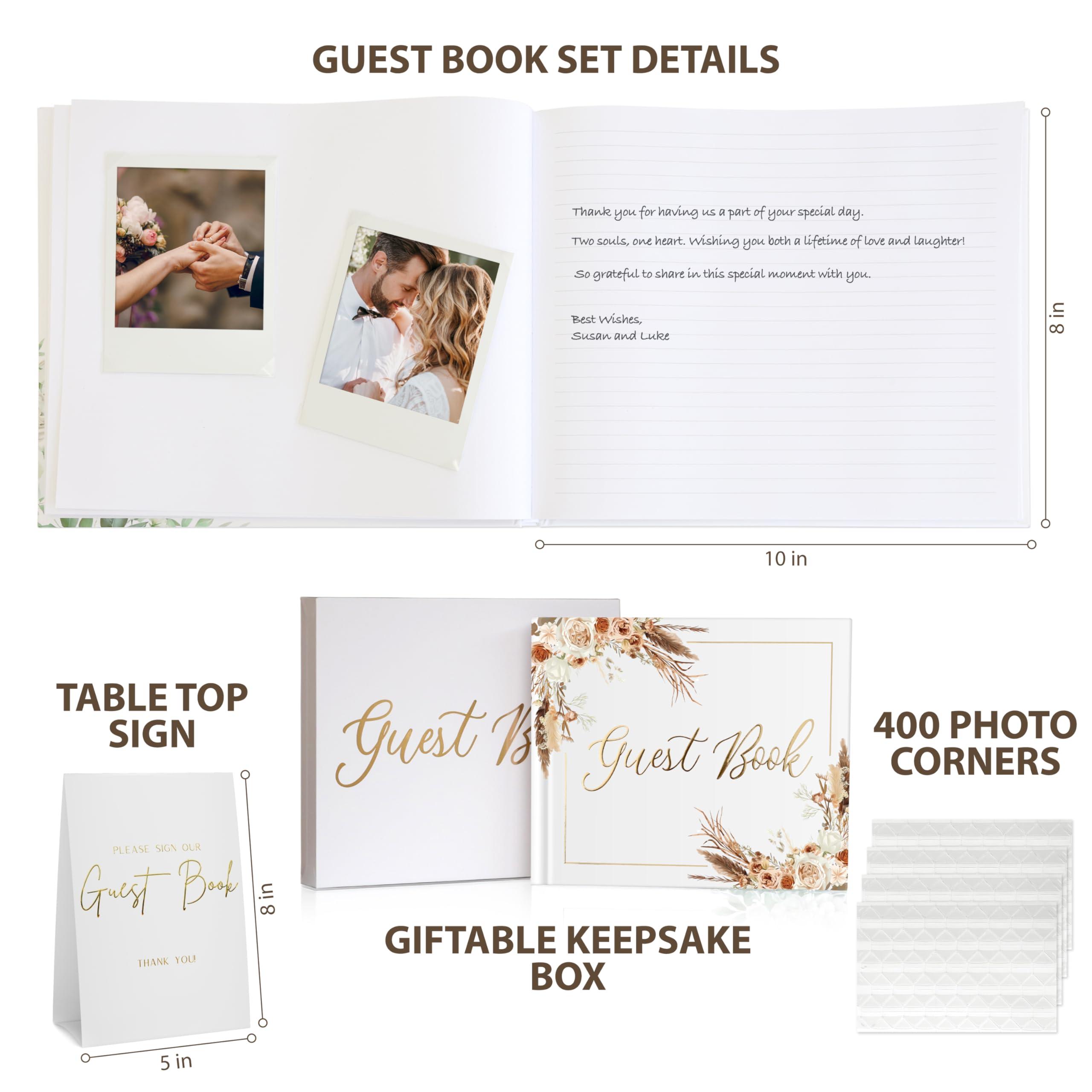 Swanique Wedding Guest Book for Guests to Sign, Elegant Wedding Guestbook Ideas, Sign in Book for Bridal and Baby Shower, Polaroid Guest Book, 100 Thick Lined and Blank Pages for Party, Wedding Books