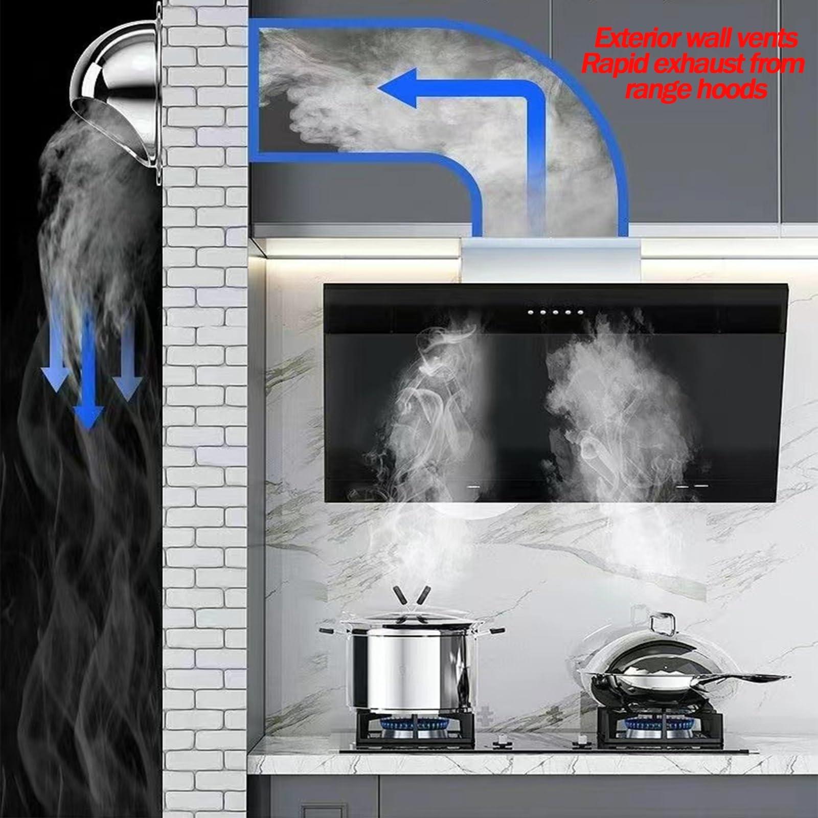 HUFIREHU Air Vent 100mm, Bull-Nose External Vent Stainless Steel Ventilation Cover Round Ventilation Extractor Outlet with Screen Mesh Stainless Steel Chimney Cap Chimney Caps for Outside(200mm)