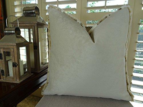 Thomas Collection Thomas Collection Leopard Faux Fur Throw Pillow for Sofa - Leopard Pillow - Taupe White Brown Throw Pillow - Leopard Throw Pillow - Animal Pillow, Made in USA, 17431