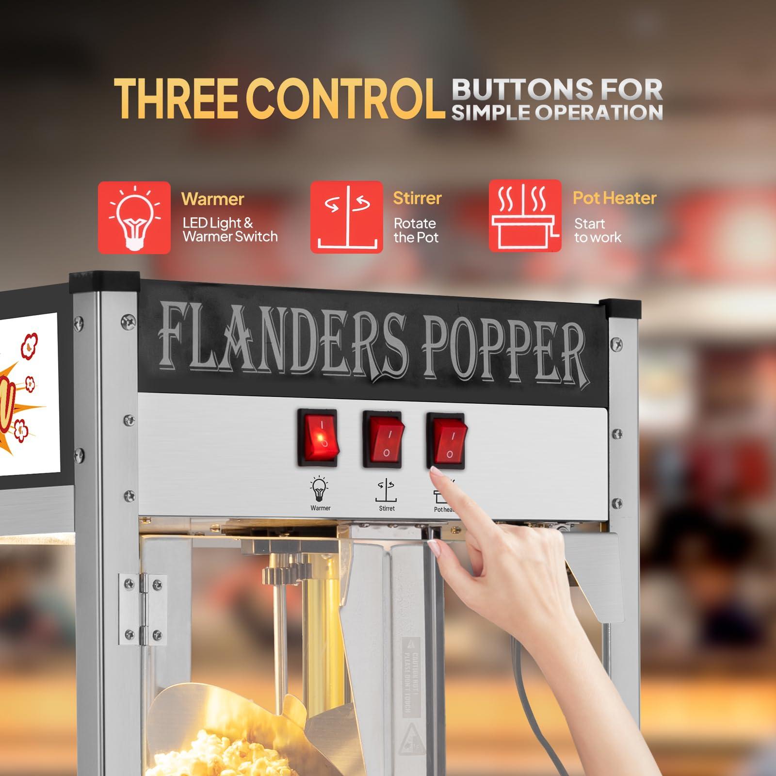 ROVSUN ROVSUN Popcorn Machine with 10 Ounce Kettle Makes Up to 4 Gallons, Countertop Popcorn Maker Commercial Popcorn Machine w/Stainless Steel Scoop, Oil Spoon & 3 Popcorn Cups, Black