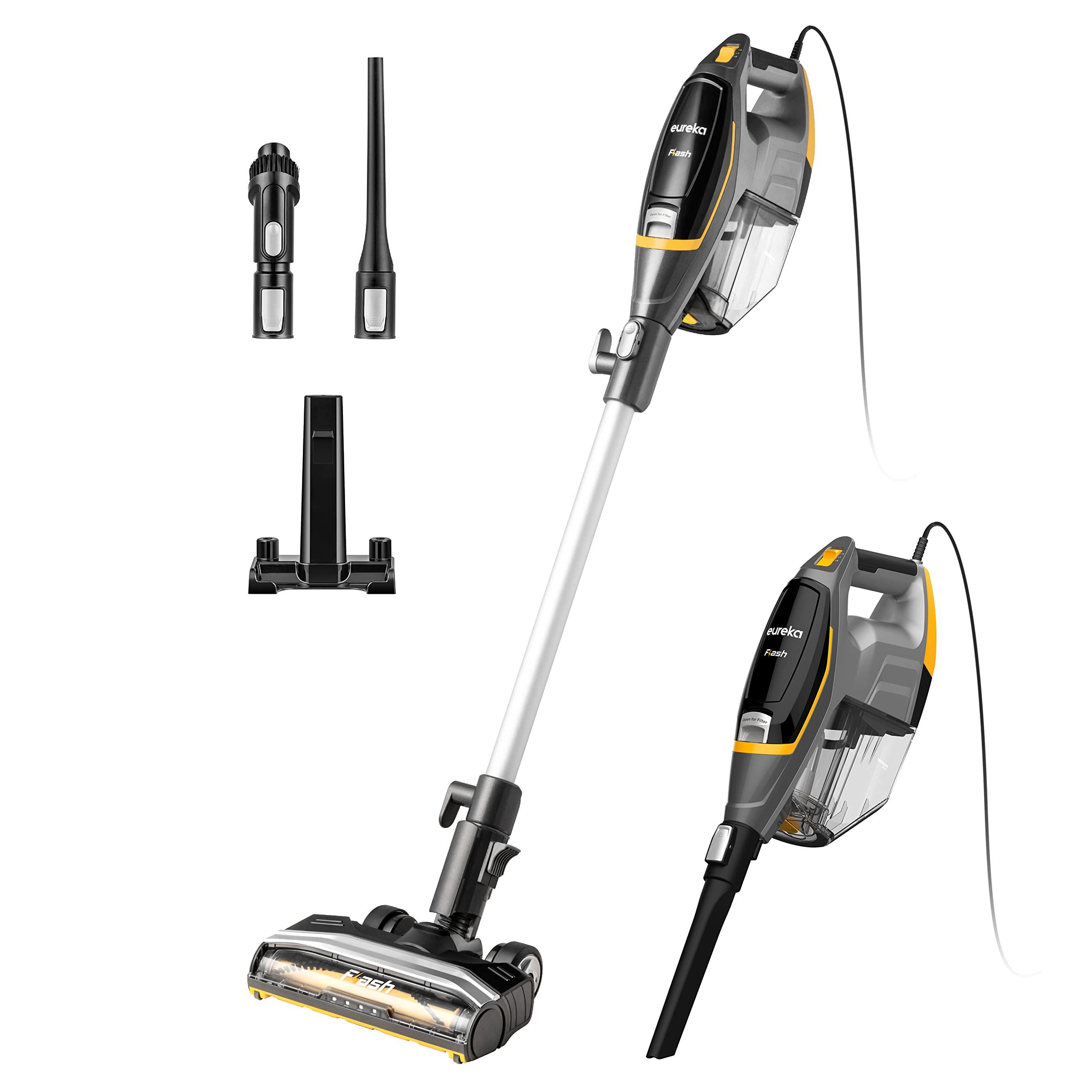 Eureka Eureka Flash Lightweight Stick Vacuum Cleaner, 15KPa Powerful Suction, 2 in 1 Corded Handheld Vac for Hard Floor and Carpet, Black