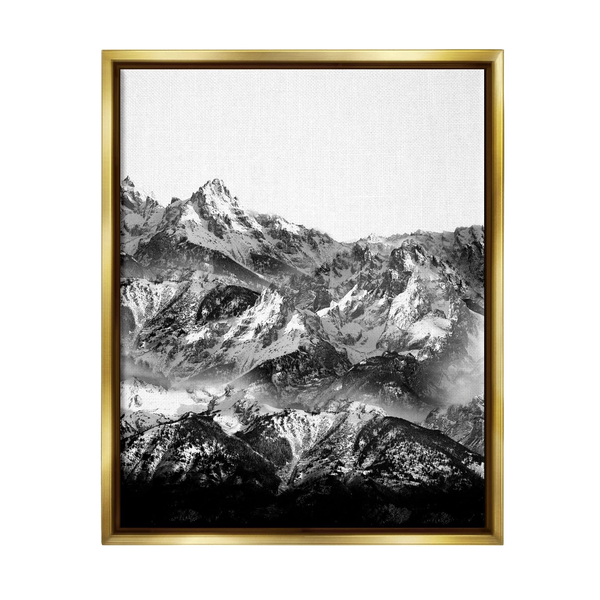 Stupell Industries Stupell Industries Snow Cap Mountains High Contrast Black White Landscape, Design by Shelley Lake