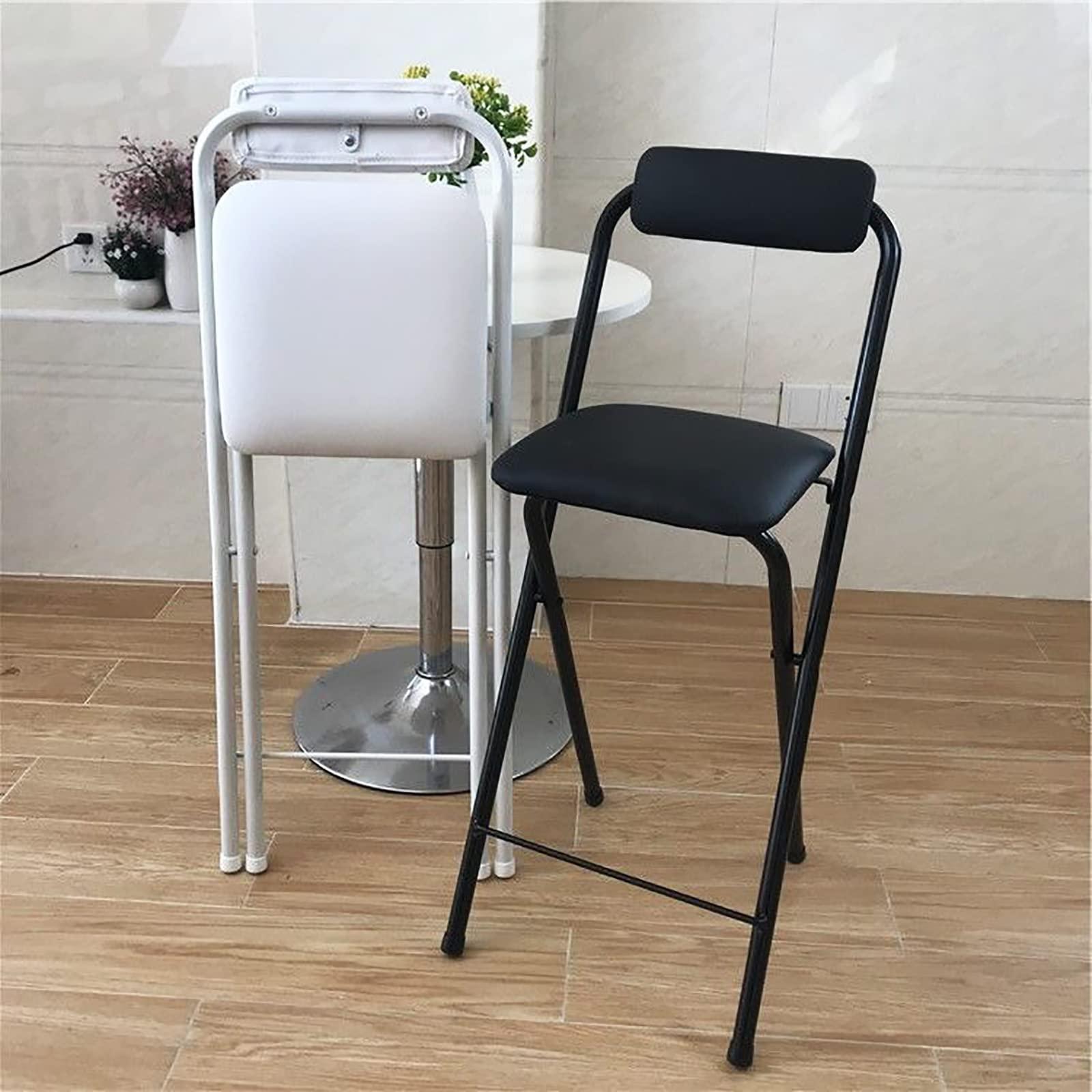 DDB Folding Stool Padded Counter Height Bar Stool,Collapsible Bar Chairs with Backrest & Footrest,Folded Tall Bar Stools for kitchen Gameroom,1 PC