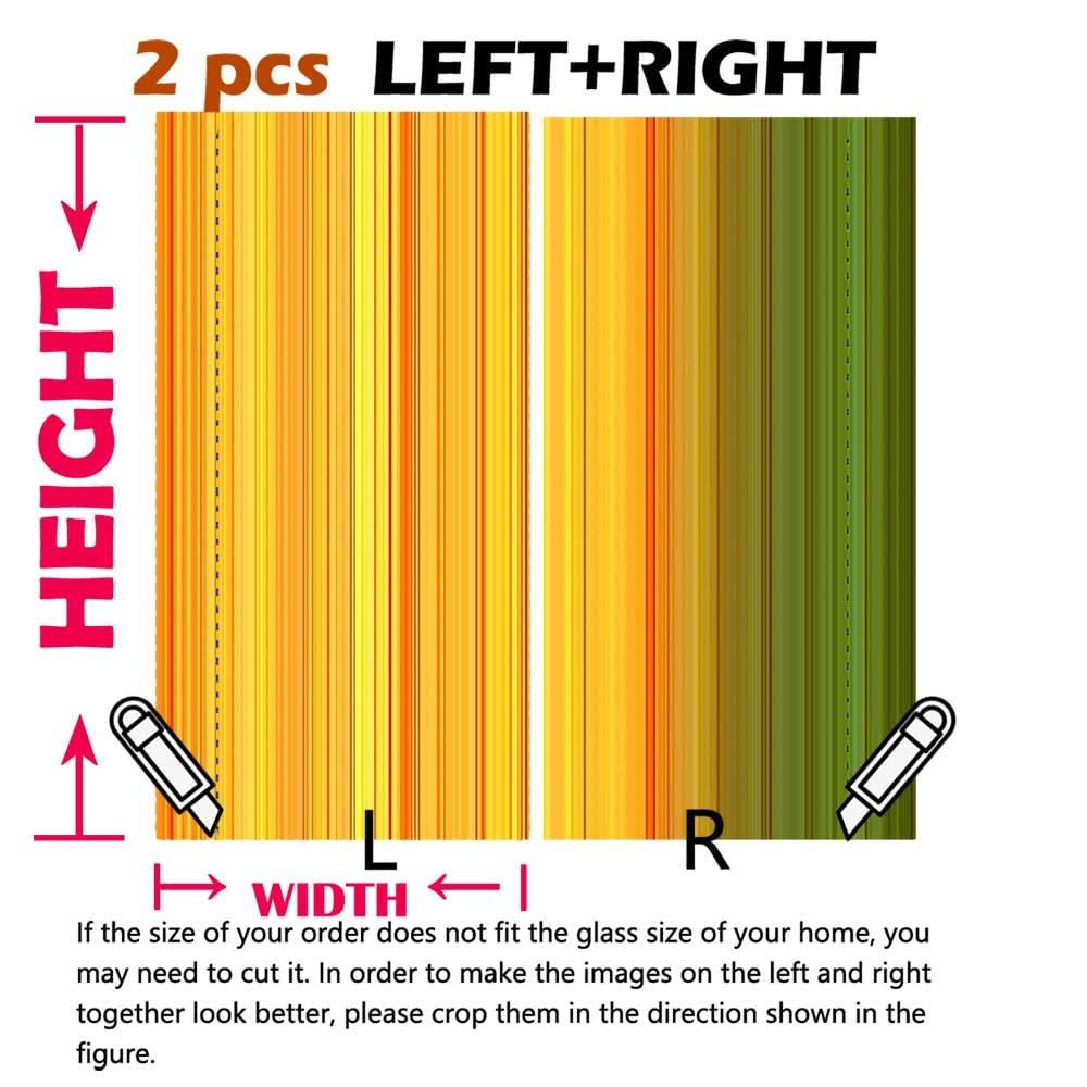Generic Stained Glass Window Film Self Adhesive Colorful Vertical Fantasy Vinyl Decorative Sticker Anti Glare 31.5inch x 55.1inch (L+R,2PCS)