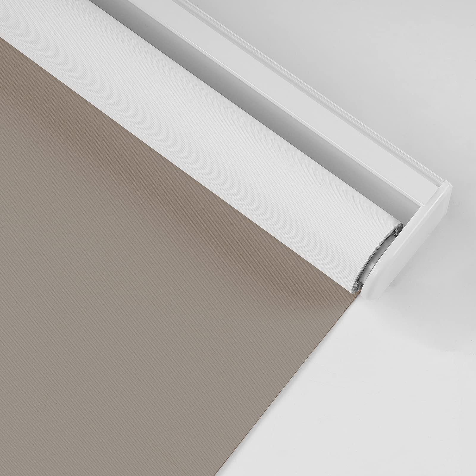 HOTSOON HOTSOON Commercial & Household White on The Back Cordless Roller Blinds Spring-Loaded Roller Blinds Custom Size.Sandy Beige,32" W x 56" H.