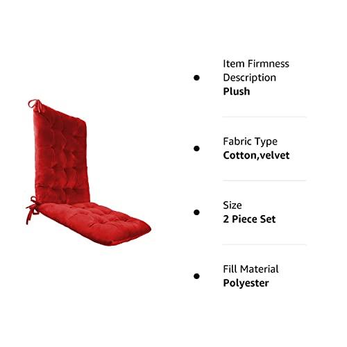 ELFJOY ELFJOY Rocking Chair CushionS Rocking Chair Pads for Wooden Rocking Chair Cushion for Rocking Chair Premium Tufted Back and Seat Cushion 2 piece Set (Red)