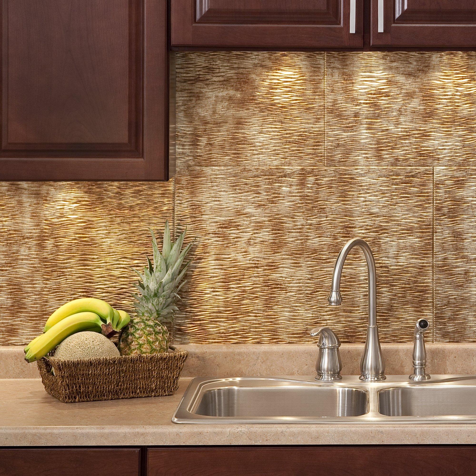 FASDE FASDE Ripple Decorative Vinyl Backsplash 15 sq ft Kit in Bermuda Bronze