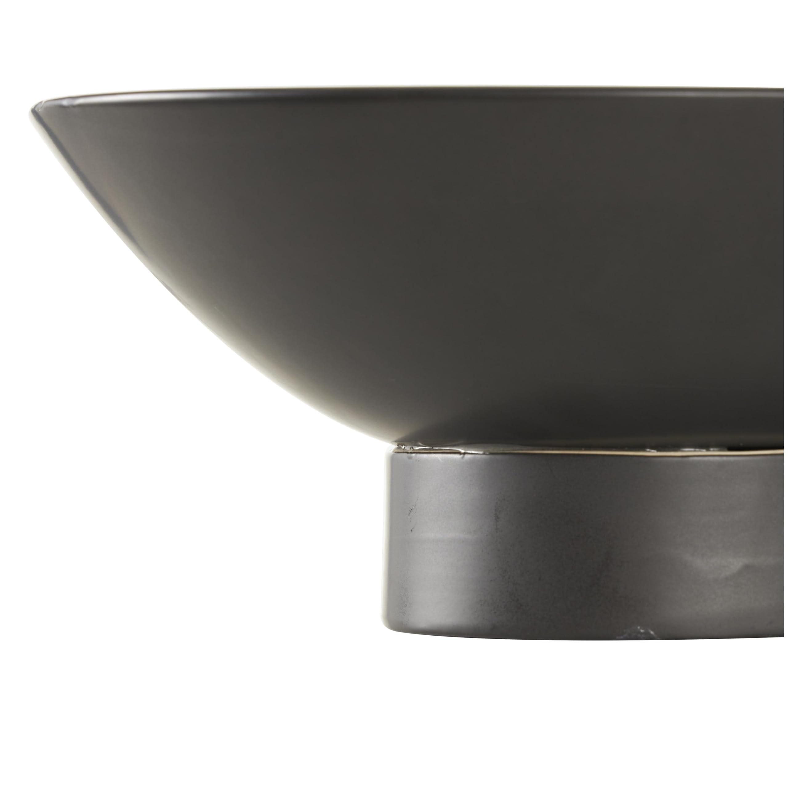 Deco 79 Deco 79 Ceramic Decorative Bowl Wide with Elevated Base, 16\" x 16\" x 6\", Black