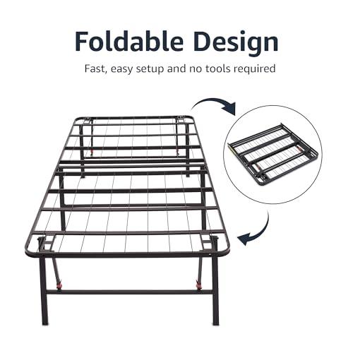 Amazon Basics Amazon Basics Bed Frame with Storage, Foldable Metal Platform, Sturdy Steel, No Box Spring Needed, 18 Inches High, Tool-Free Setup, Queen Size, Black