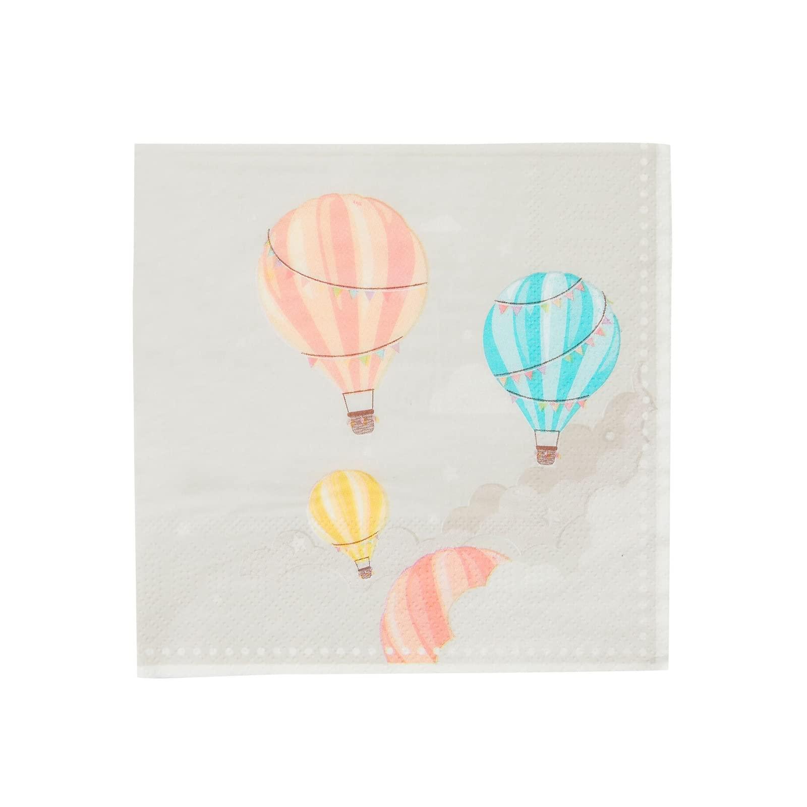 Sparkle and Bash Sparkle and Bash 168-Piece Hot Air Balloon Party Decorations for Baby Shower, Birthday Party, Disposable Dinnerware Set with Paper Plates, Plastic Cutlery, Cups, and Napkins (Serves 24)