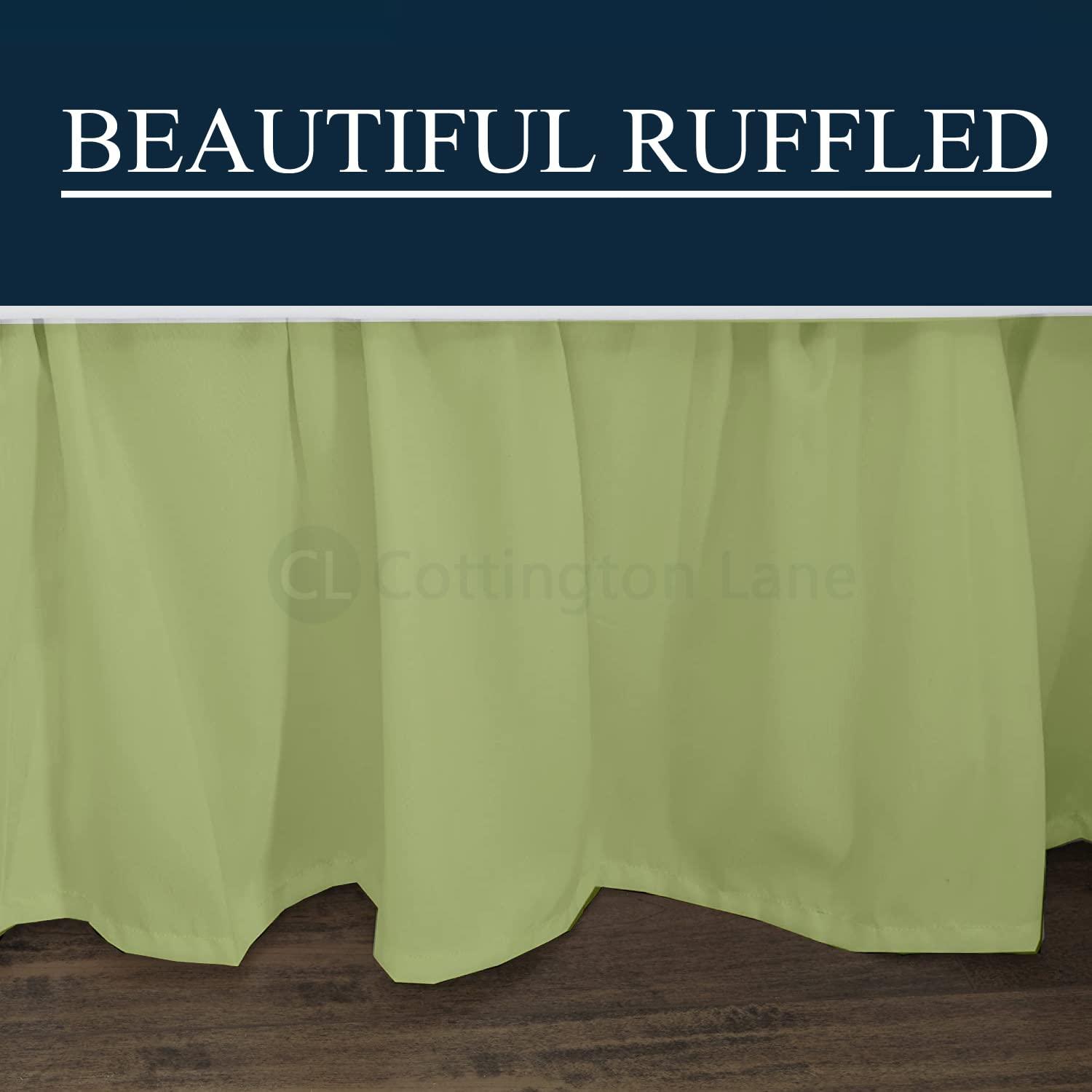 Cottington Lane Daybed Skirt with Split Corners Twin - Daybed Dust Ruffle Split Corners 18 inch Drop - Bed Skirts for Day beds - Microfiber Bed Sofa Daybed Skirt for Living Room Guest Room - Sage Daybed Skirt