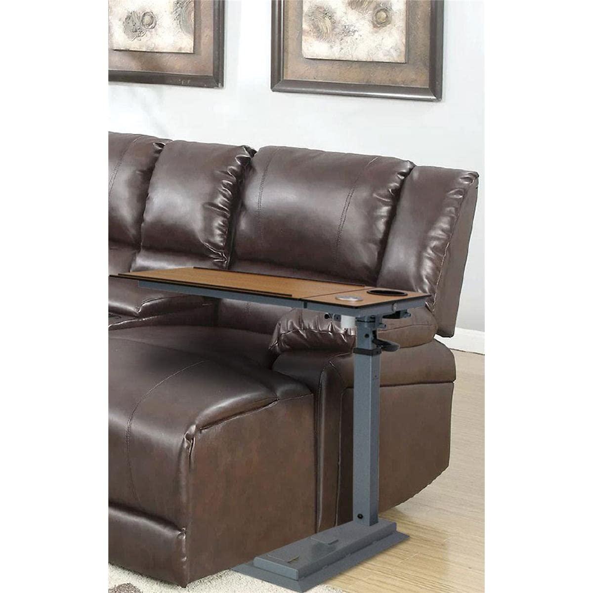 WiseLift WiseLift Table  360 Swivel  Up to 45 Tilt  Height Adjustable  Built-in Cup Holder and 3 USB Charging Ports (Wood)