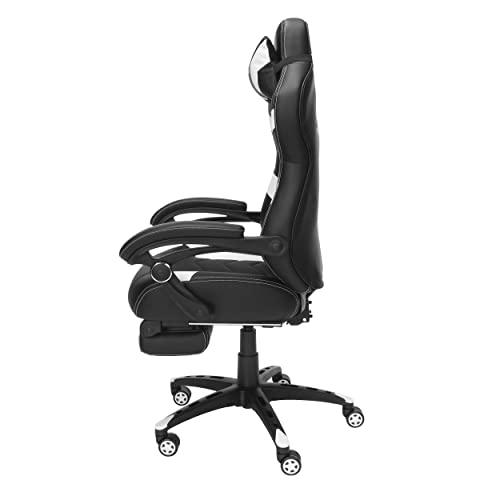RESPAWN RESPAWN 110 Ergonomic Gaming Chair with Footrest Recliner - Racing Style High Back PC Computer Desk Office Chair - 360 Swivel, Adjustable Lumbar Support, Headrest Pillow, Padded Armrests - 2021 White