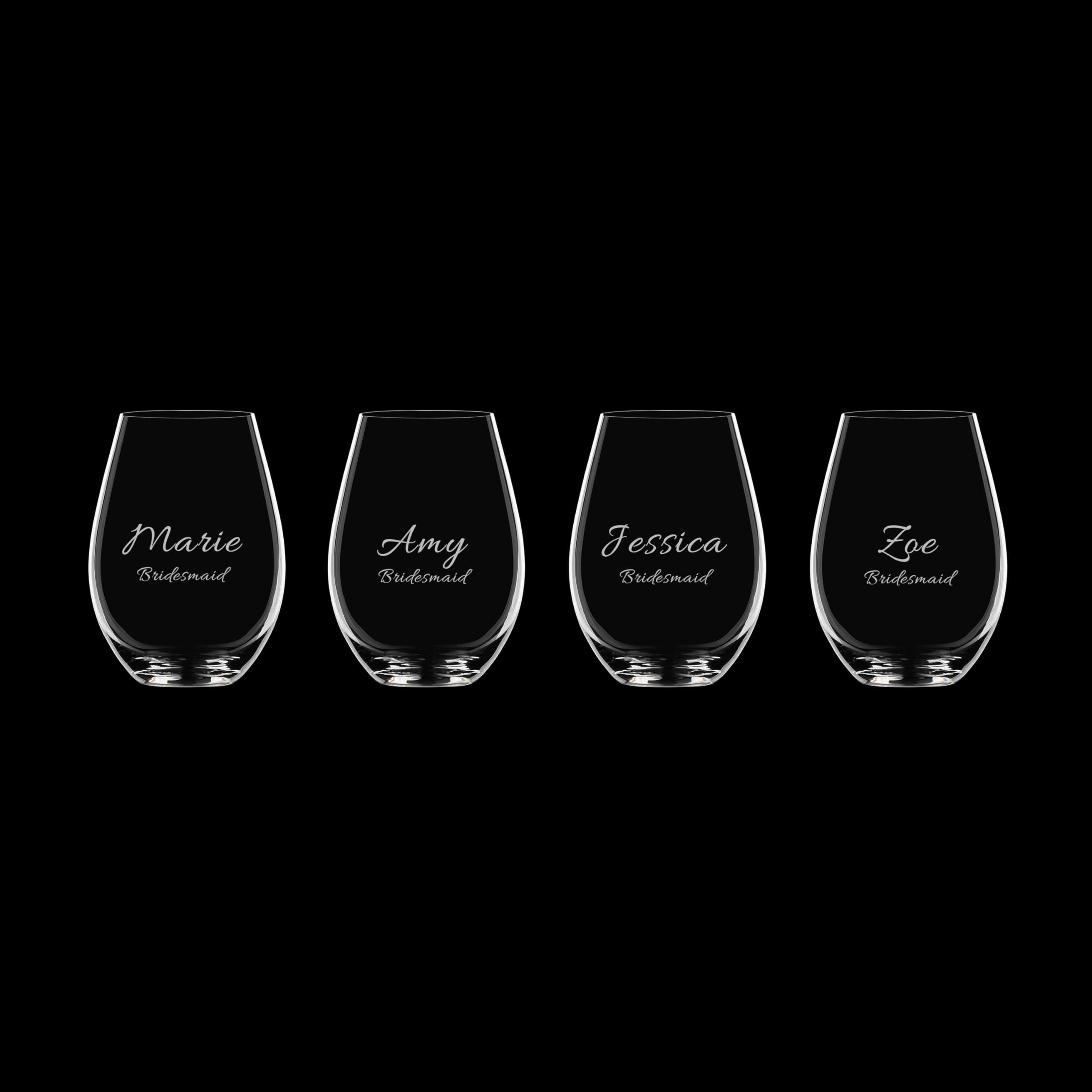 Orrefors Orrefors Enjoy More Wine Personalized Decanter Set, Includes Custom Engraved 33.8oz Crystal Wine Decanter with Four 13oz Crystal Stemless Wine Glasses, Personalized Wedding Gifts for Wine Lovers