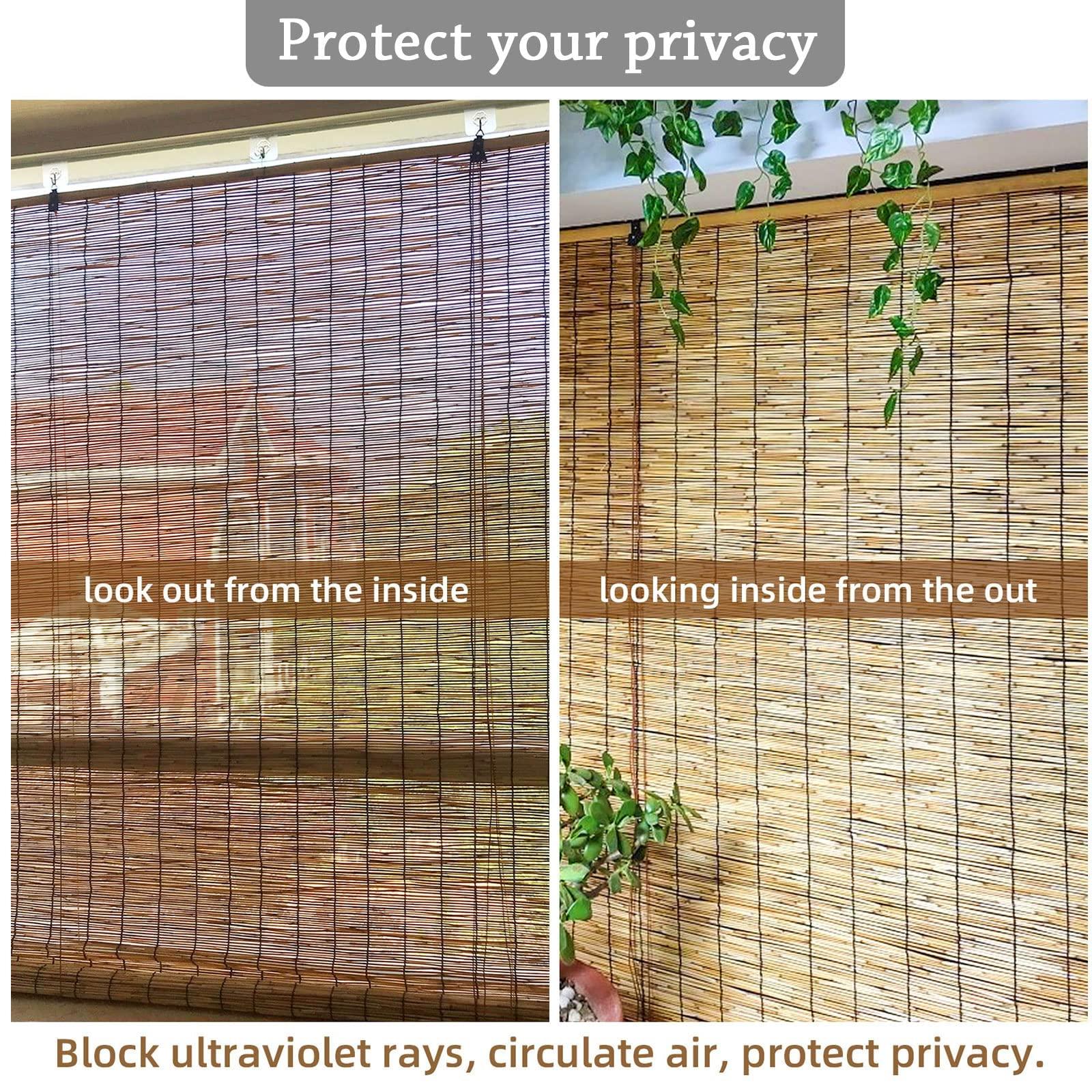 NURBAL Bamboo Blinds for Outdoor Patio, Retro Bamboo Shades, Blind Light Filtering Roller Shades, Natural Reed Roll Up Window Blind for Outdoor Indoor, Anti-UV, Window Dressing W54xH84(Inch) B